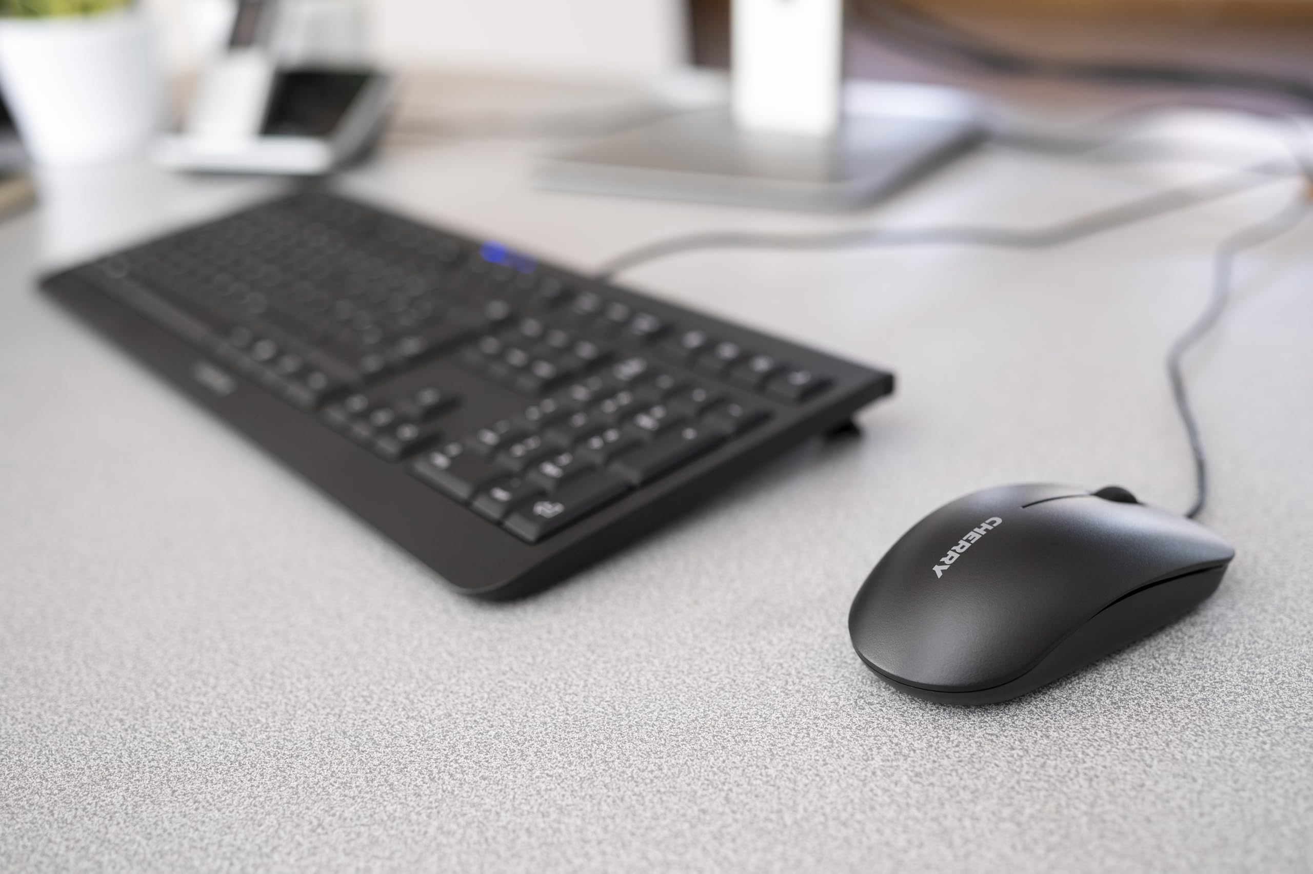 CHERRY DC 2000 Wireless Keyboard and Mouse Combo with 4 Extra Keys - US Layout QWERTY Keyboard - GS Certified Black - Perfect for Office, Gaming & Home Computer Setup