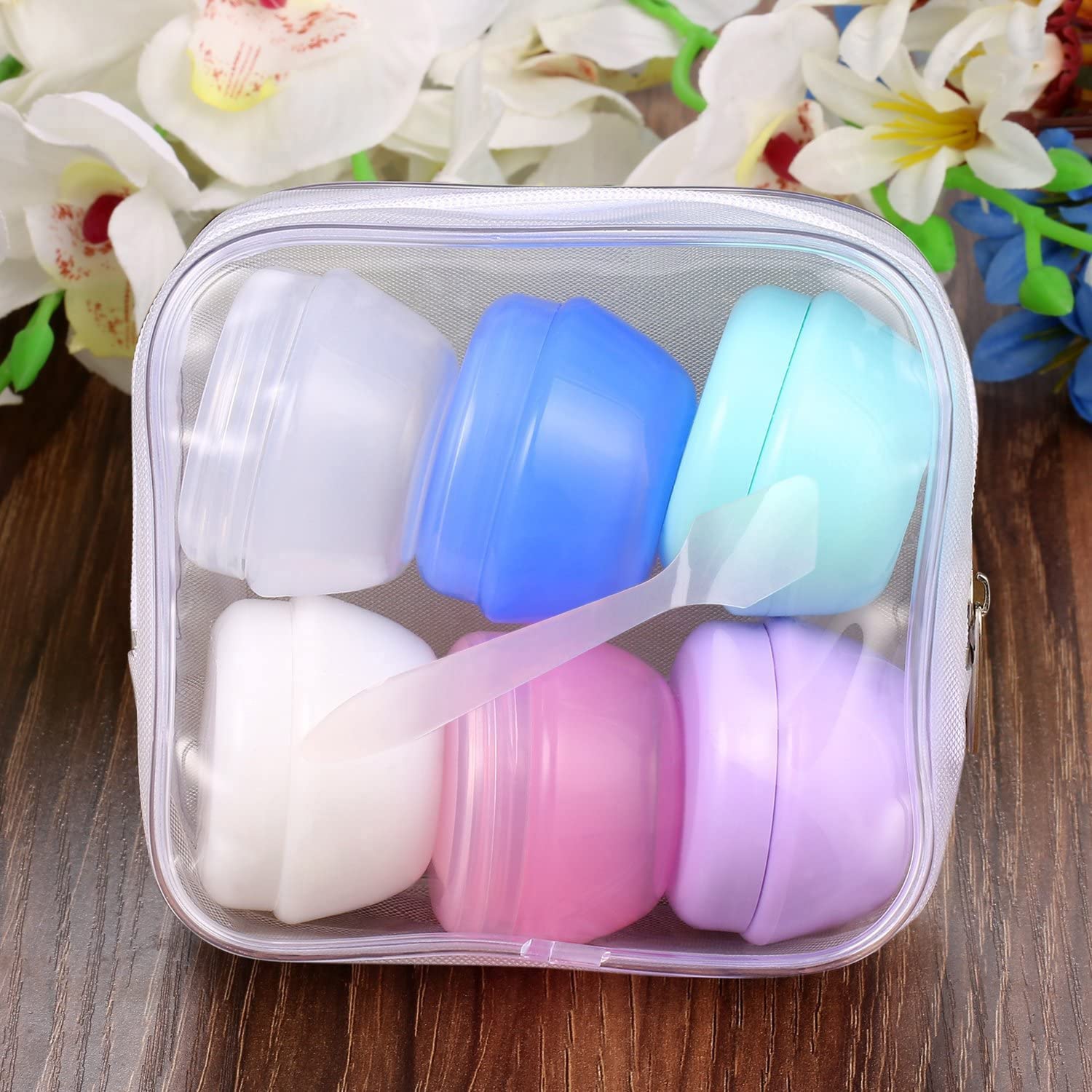 TSA Approved Leakproof Travel Containers for Toiletries - 6 Pack Small Refillable Cosmetic Jars with Lids (20g/0.7oz Each) for Cream, Gel & Paste - Perfect for Air Travel, Gym Bag & On-the-Go Makeup Organization