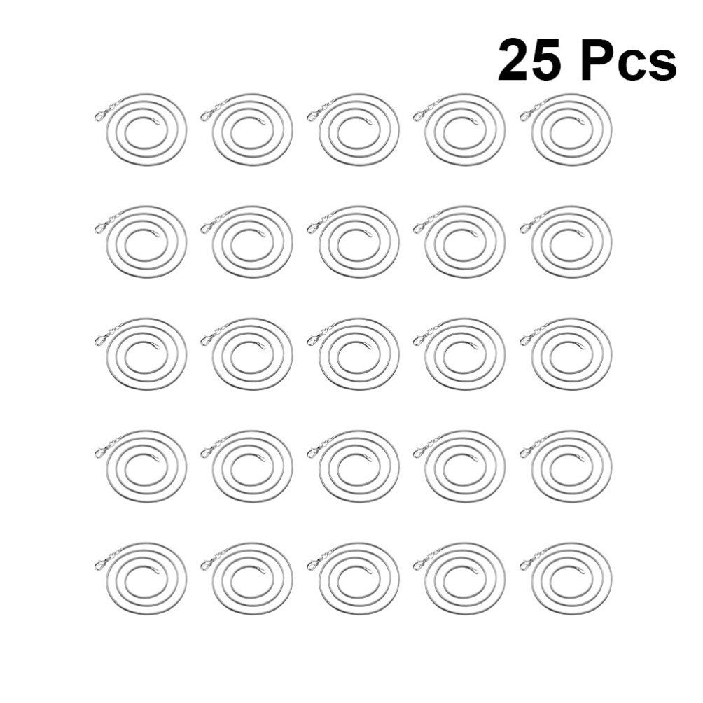 Milisten 25-Pack Silver Plated Snake Chain Necklaces 16 Inch with Lobster Clasp - Perfect for Jewelry Making, Pendant DIY, Gift Packaging & Fashion Layering