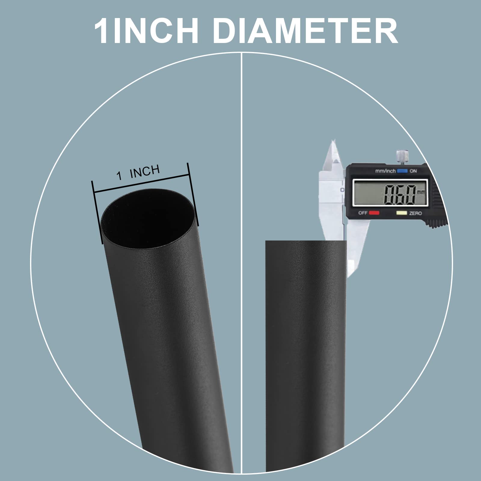 Matte Black Adjustable Double Curtain Rod 36-72 Inches (3-6 Feet) - 1