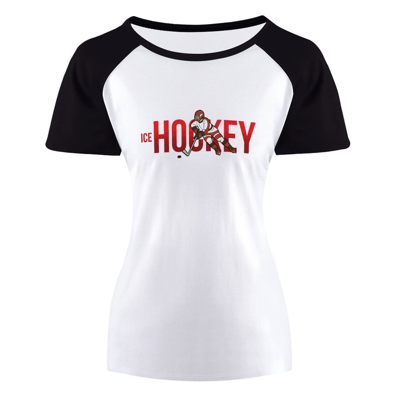 Women's Ice Hockey T-Shirt - Cotton Short Sleeve Stylish Round Neck Sport Tee for Hockey Fans & Players - Perfect for Games, Training & Casual Wear