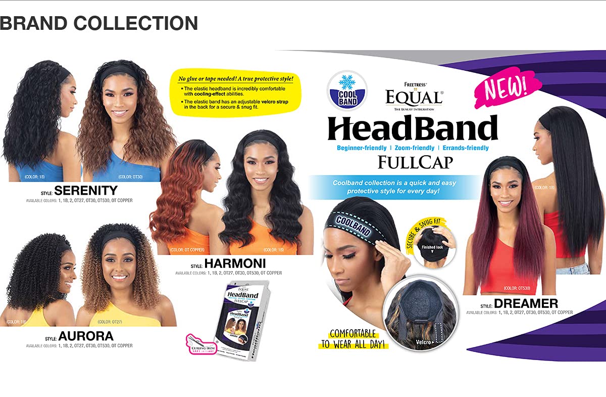 Freetress Equal Headband Synthetic Full Cap Wig - HARMONI (OT30) | Natural-Looking Hair Replacement for Women | Perfect for Daily Wear, Cosplay & Special Occasions