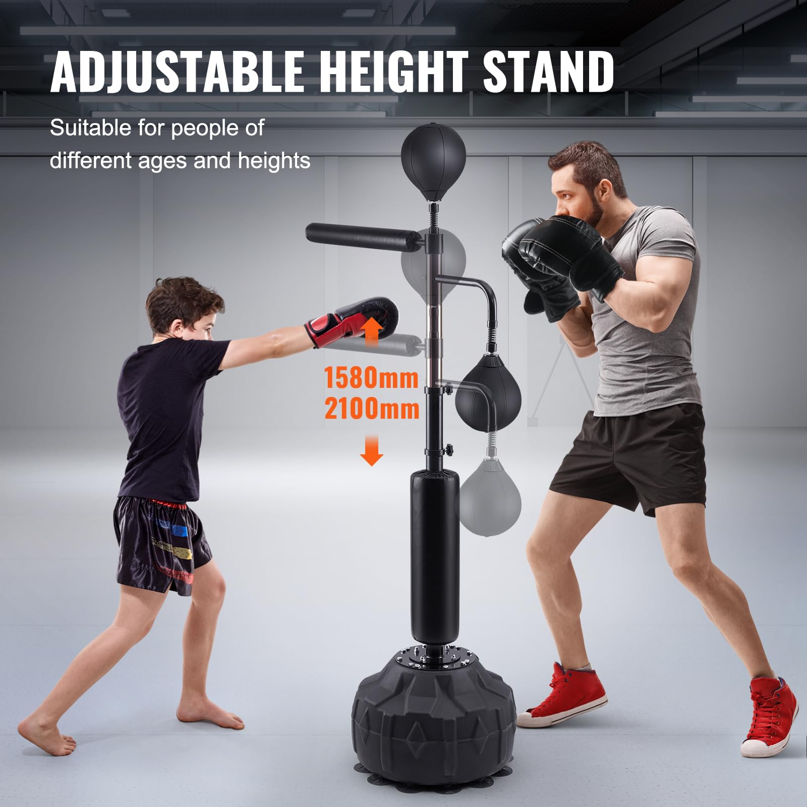 VEVOR Adjustable Free Standing Punching Bag with Stand & Boxing Gloves - Speed Trainer Reflex Bag for Teens & Adults - Home Gym Workout Equipment for Boxing Training & Fitness Exercise