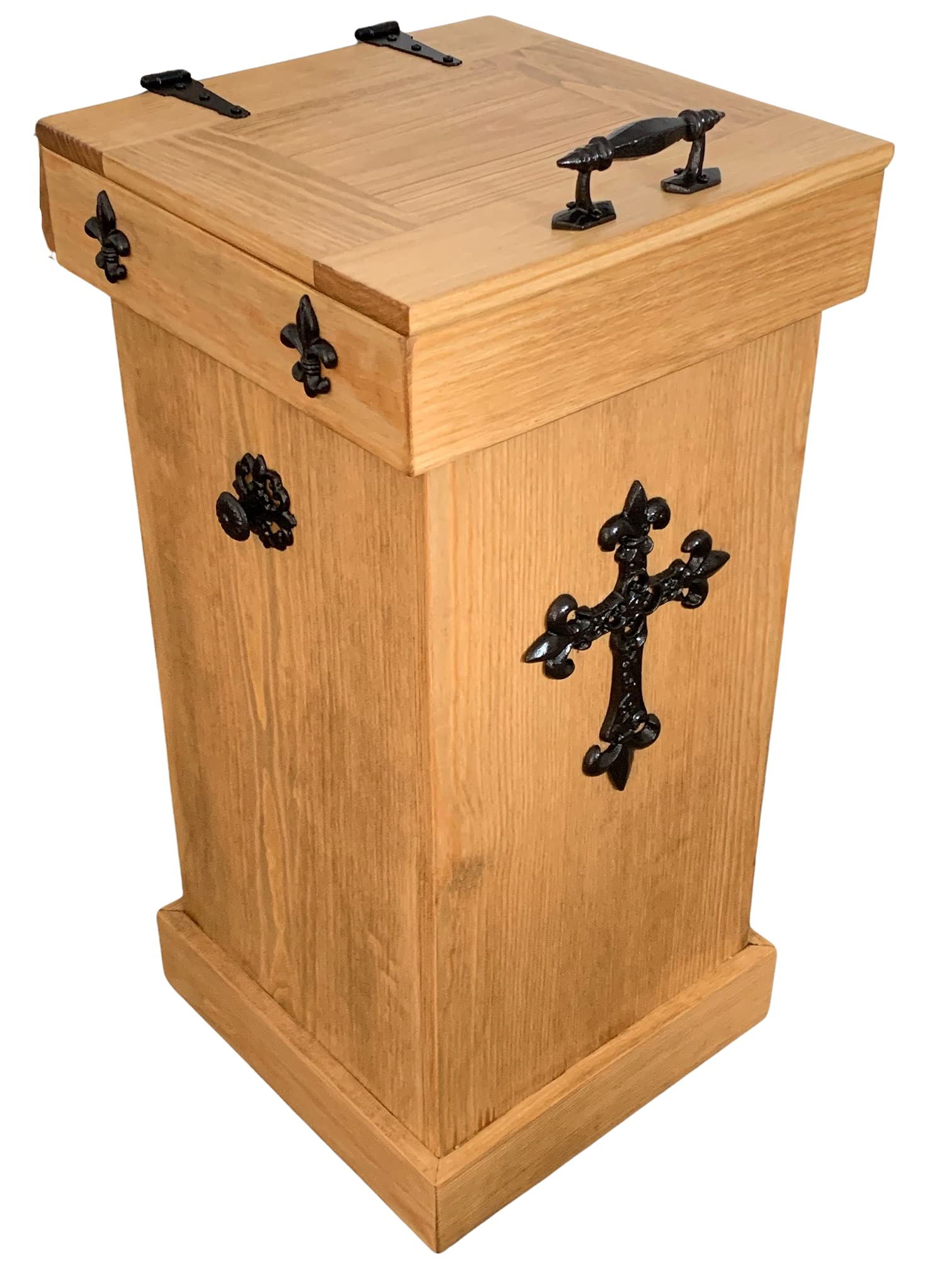 30 Gallon Wooden Trash Can - Rustic Outdoor Garbage Bin for Patio, Garden & Backyard Waste Disposal