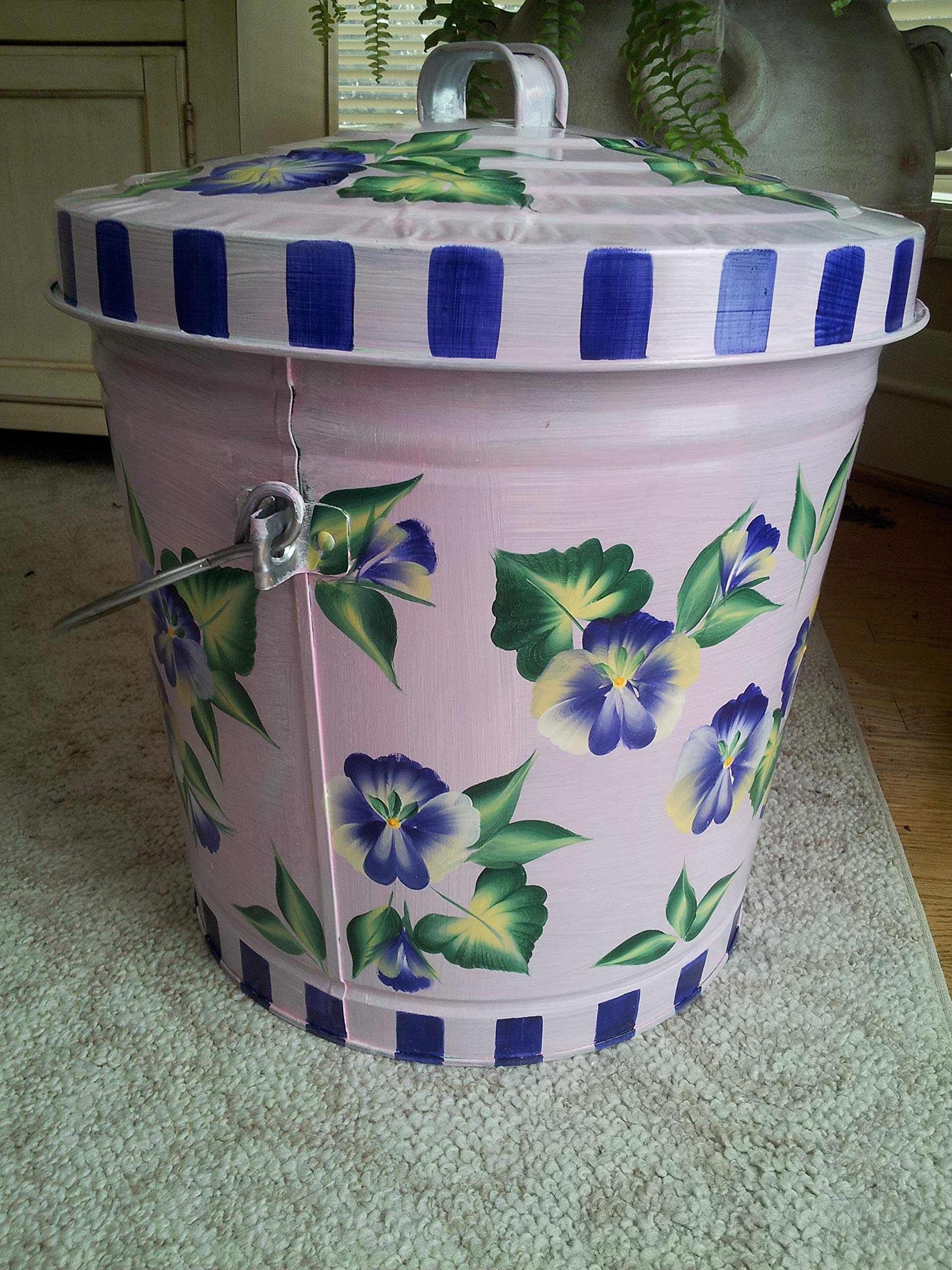 10 Gallon Hand-Painted Decorative Trash Can - Elegant Waste Bin for Kitchen, Bathroom & Office - Eco-Friendly Garbage Can with Artistic Designs