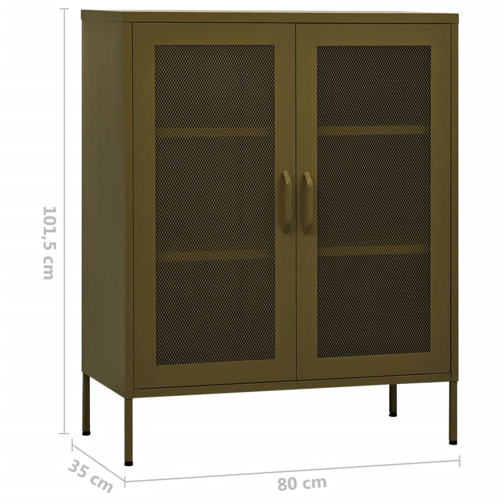 vidaXL Olive Green Steel Storage Cabinet - Heavy Duty Industrial Shelving Unit with Adjustable Shelves & Leveling Feet, Easy Assembly for Home Office, Garage, or Warehouse Organization (Books, Magazines, Tools Storage)
