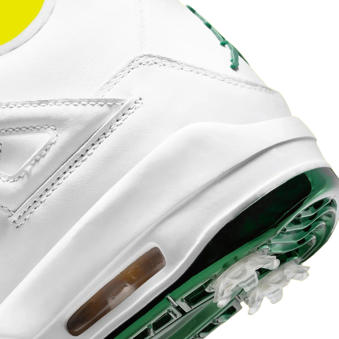 Air Jordan 4 Retro Golf Shoes - White & Metallic Green - Men's Basketball-Inspired Golf Sneakers for Tournament Play & Casual Wear