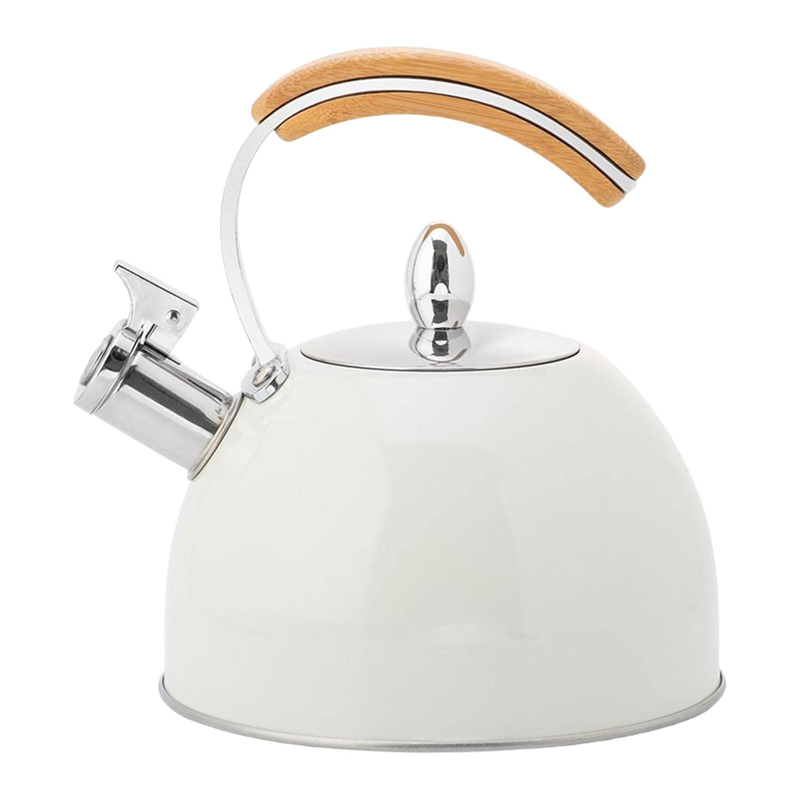 Baoblaze 3.0L Stainless Steel Whistling Tea Kettle for Gas & Induction Stove - Camping & Home Use - Classic White with Spout - Perfect for Boiling Water, Making Tea & Outdoor Adventures