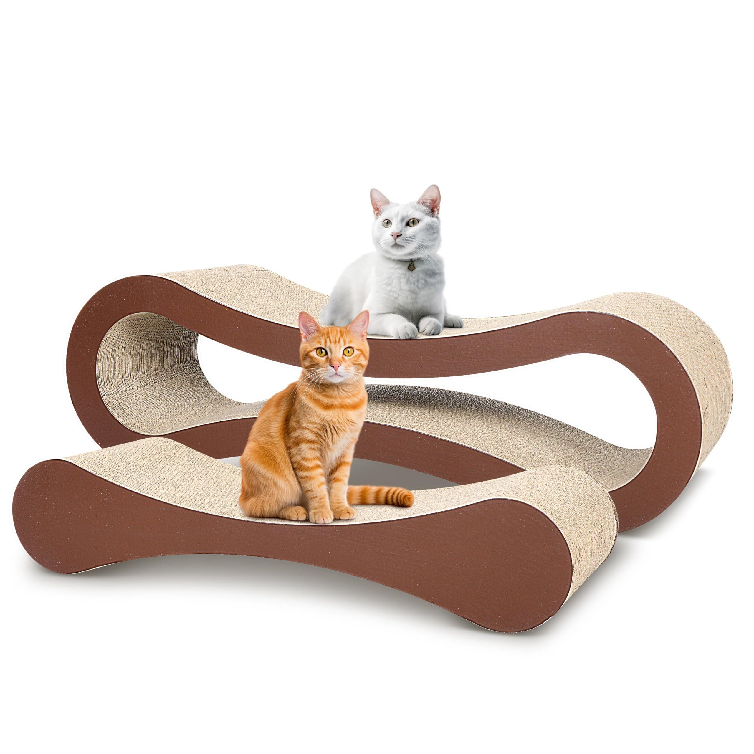 2 in 1 Infinity Shape Cat Scratcher Cardboard & Bed - Extra Large Cat Scratching Board Furniture Protector for Indoor Cats - Perfect for Playtime, Napping & Protecting Your Sofa