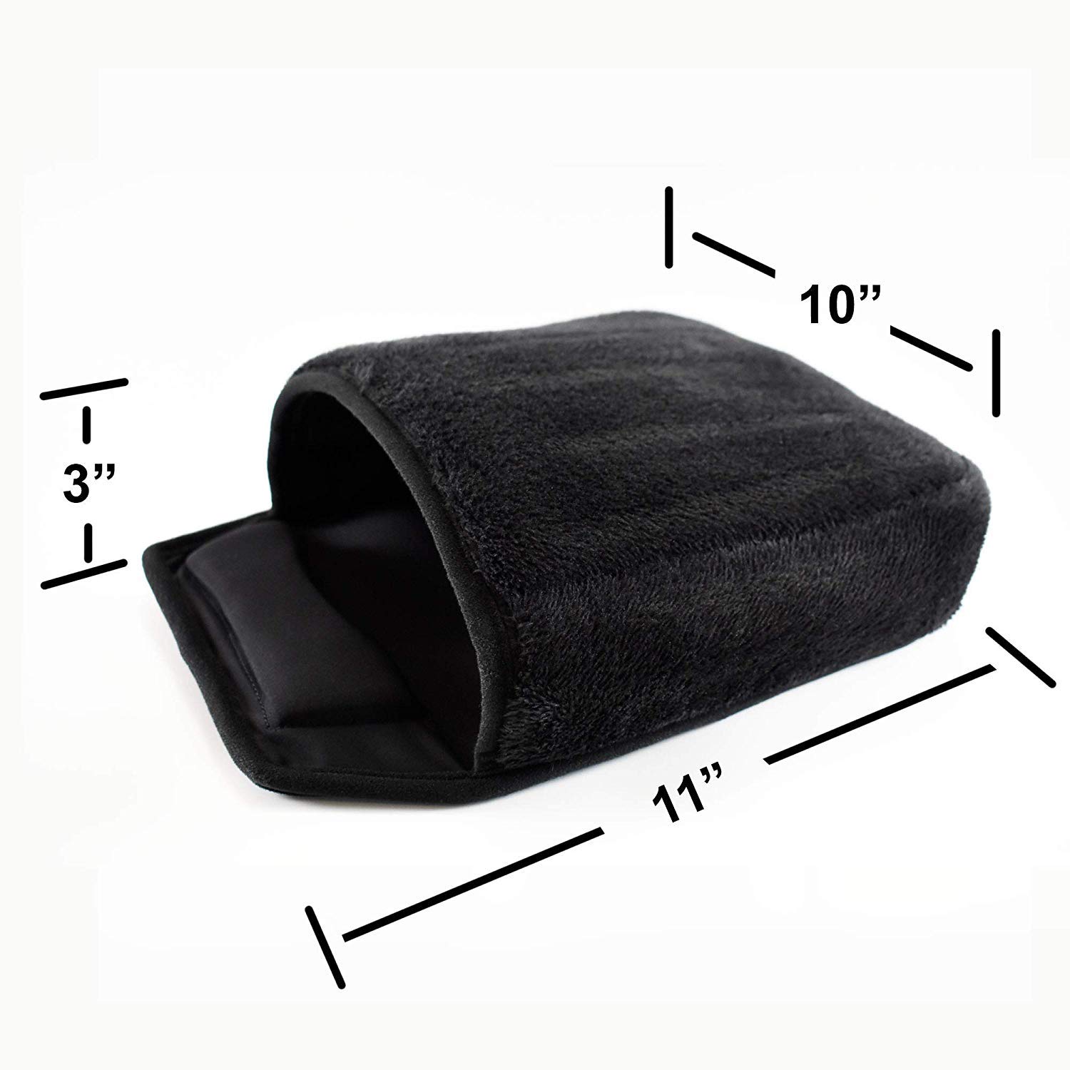 JULAN USB Heated Mouse Pad Hand Warmer - Plush Winter Warm Cushion with Wrist Support for Office & Home Use - Black (Perfect for Cold Weather Computer Work & Gaming)