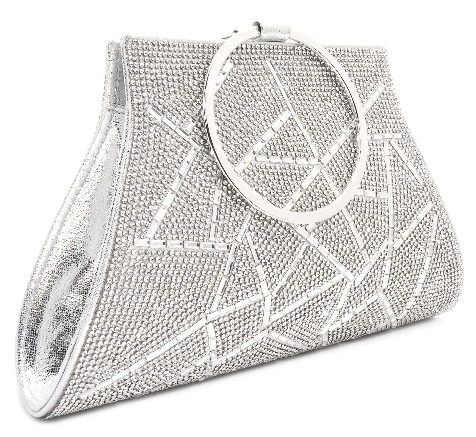 Elegant Crystal Clutch Purse for Bride & Bridesmaids - Women's Wristlet Evening Bag for Weddings, Prom & Special Occasions