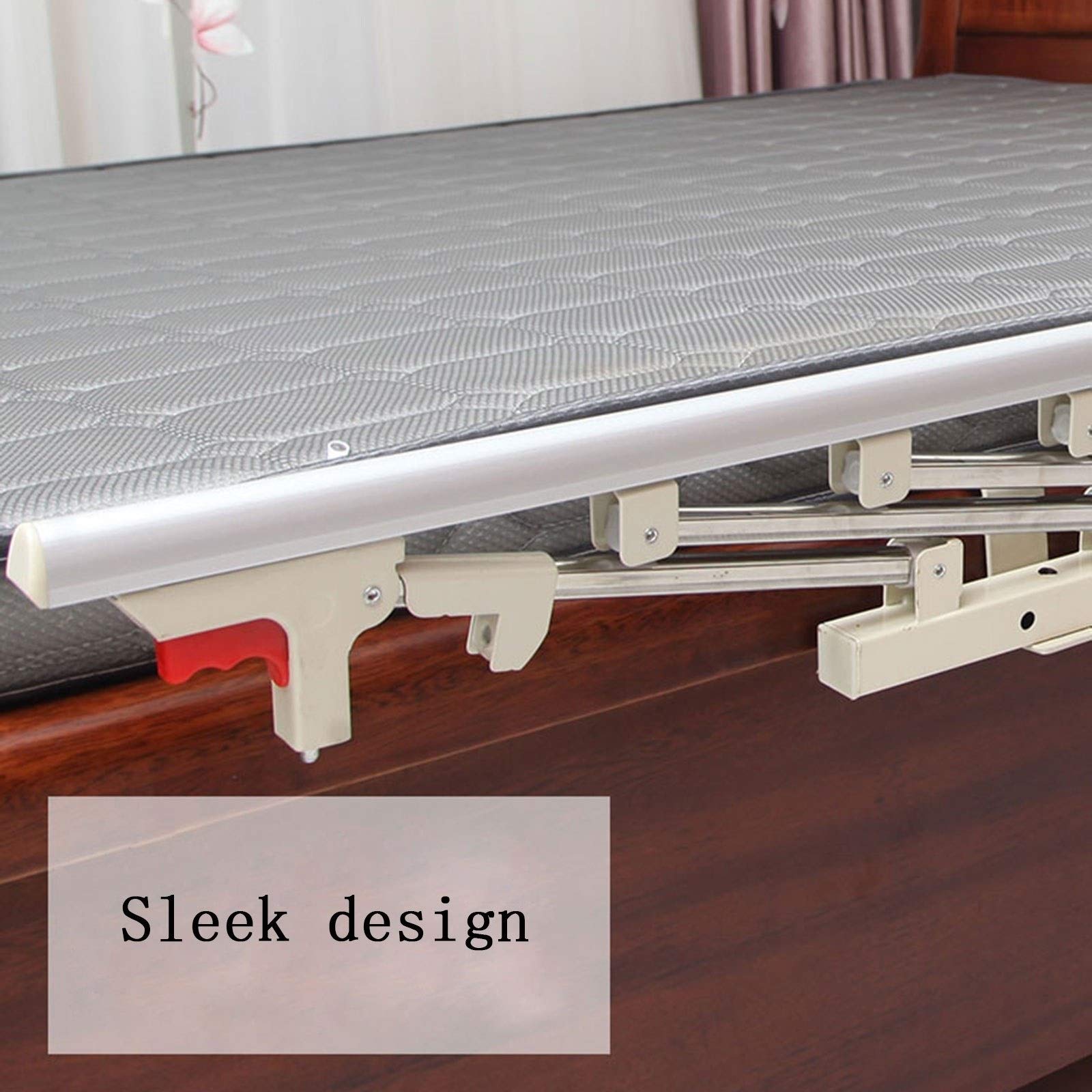 Foldable Bed Rail for Elderly - Safety Side Guard & Assist Handle, Champagne Aluminum Alloy Bed Railing with Bumper Bar - Ideal for Home Care, Hospitals & Mobility Assistance (146X40)