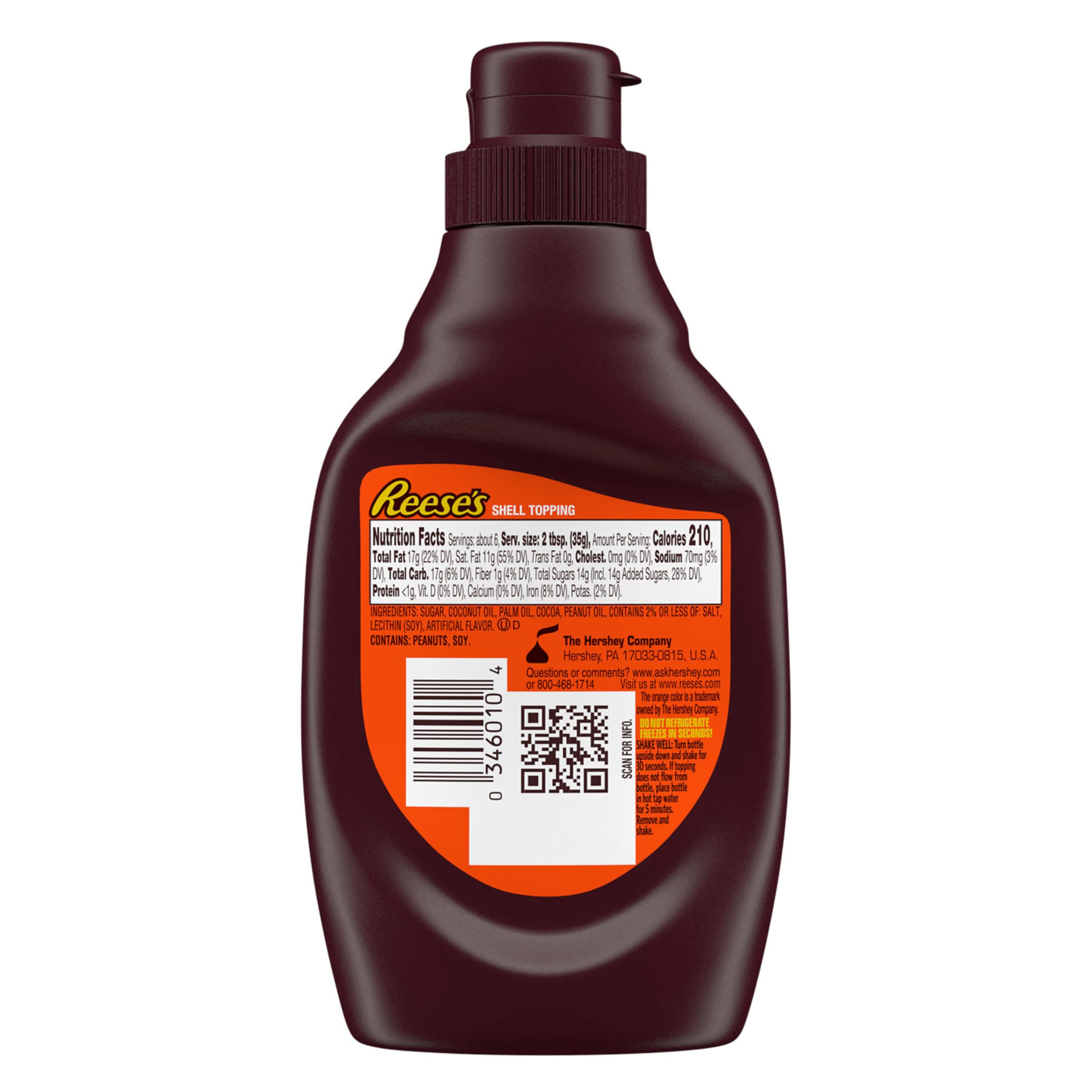 Reese's Chocolate Peanut Butter Shell Topping Bottle 7.25 oz - Perfect for Ice Cream, Desserts, and Baking | Rich Peanut Butter Flavor