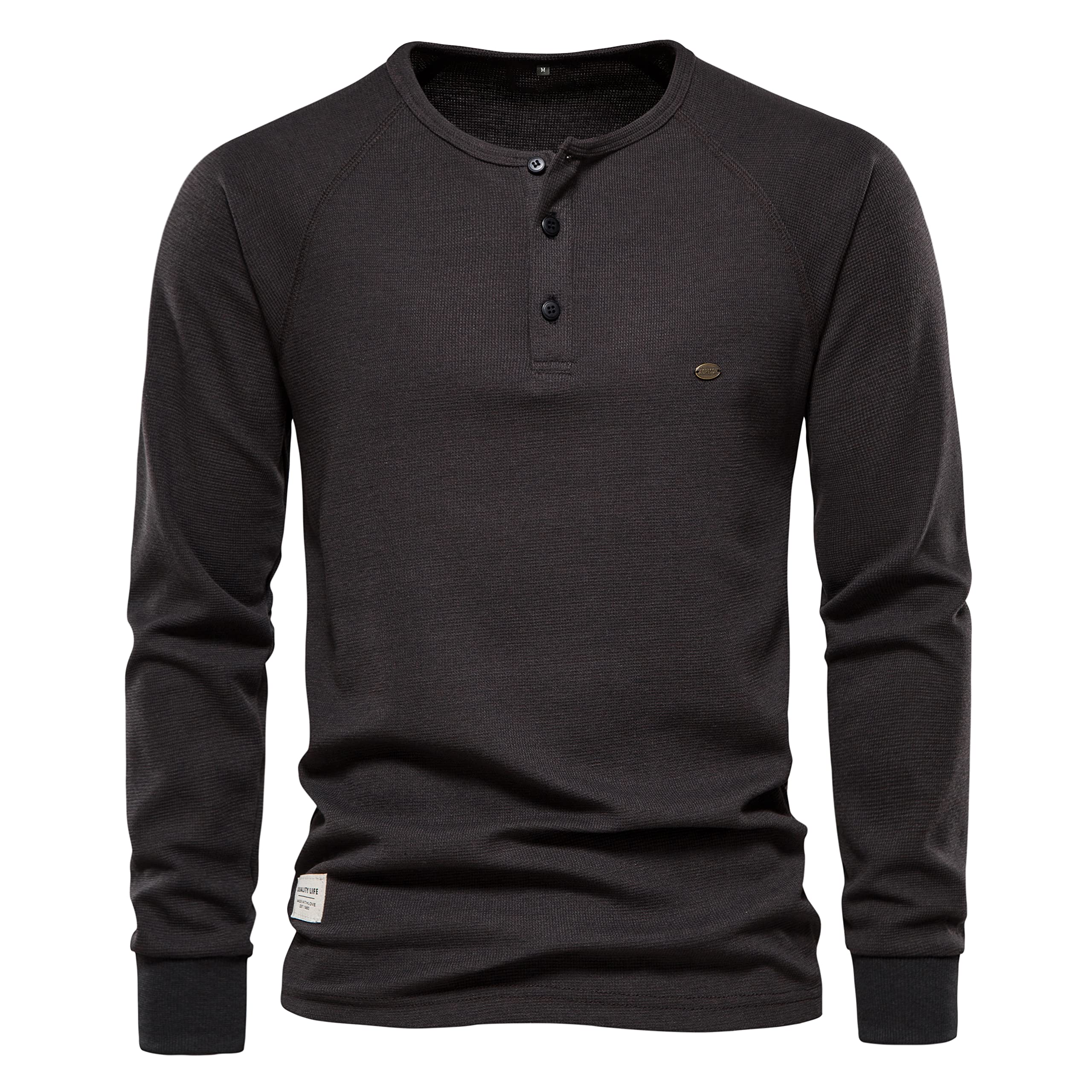 Men's Long Sleeve Waffle Henley Shirt - Soft Casual Thermal T-Shirt for Men | Perfect for Fall, Winter & Layering Outfits