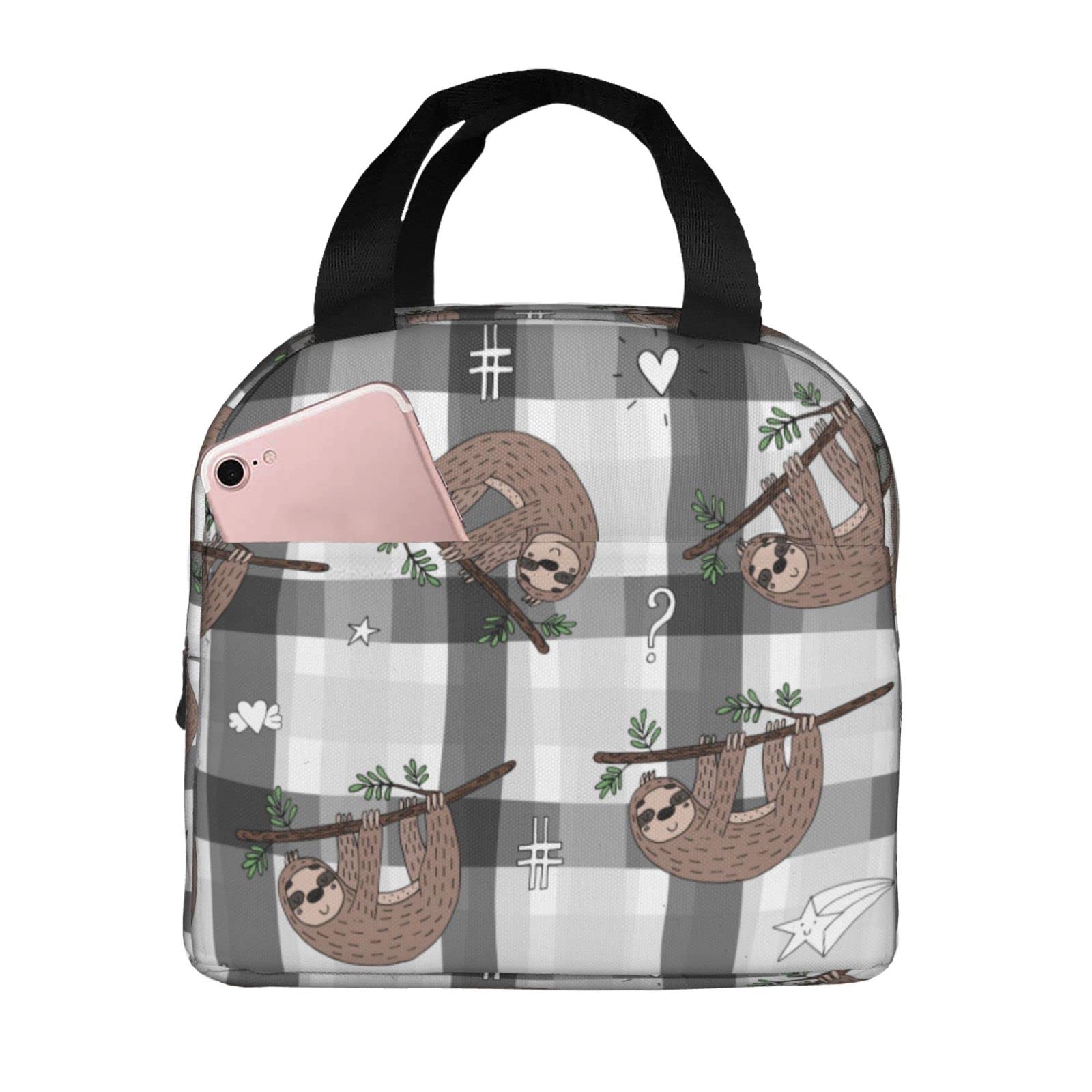 Sloth Insulated Lunch Bag - Reusable & Portable Cooler Tote for Men & Women - Perfect for Office, School, Picnic & Outdoor Activities