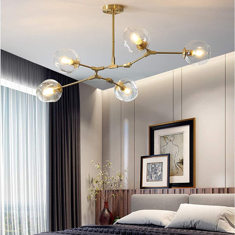 Modern Forked Bubble Glass Chandelier for Living Room - Elegant Ceiling Light Fixture for Dining Room, Bedroom, or Entryway Decor