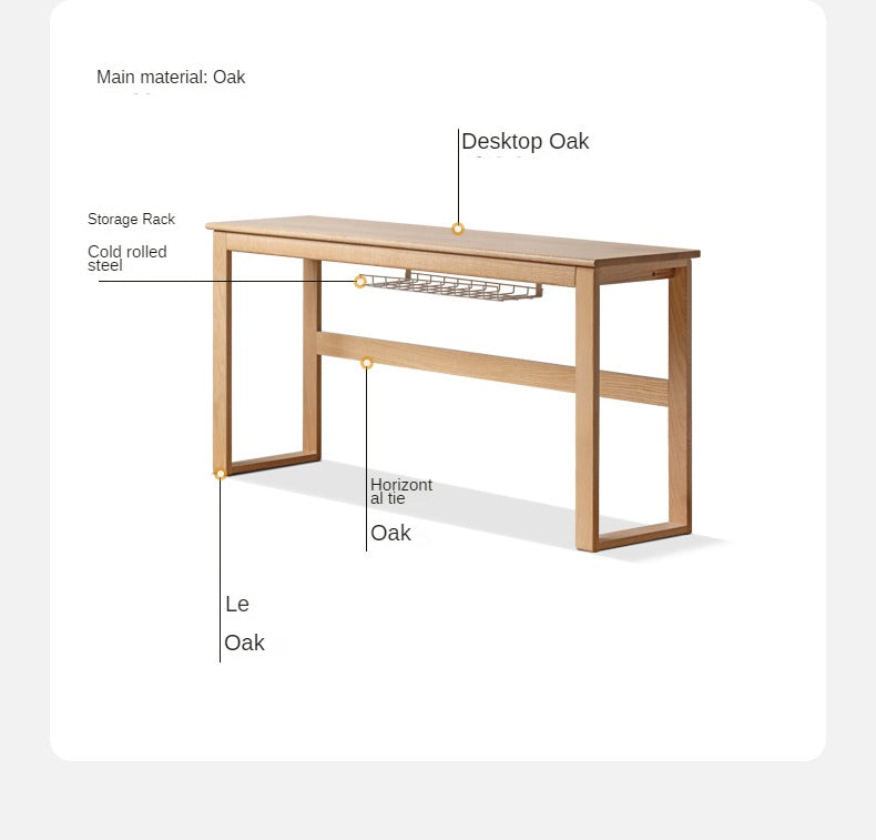 Solid Oak and Poplar Wood Office Desk - Long Executive Workstation for Home & Office - Perfect for Remote Work, Study, and Professional Workspaces