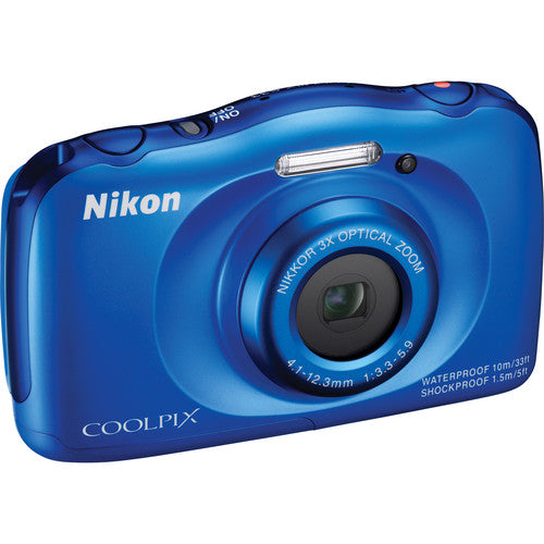 Nikon COOLPIX S33 Waterproof Digital Camera 16MP HD 1080p Video (Blue) - Perfect for Travel, Snorkeling & Family Adventures