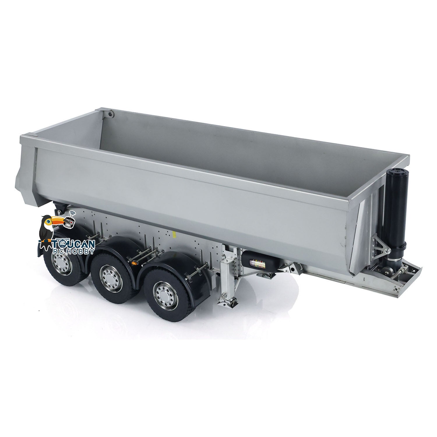 1/14 Scale Metal 3-Axle Hydraulic RC Dump Semi Trailer - Remote Control Tractor Truck Accessory - Unpainted DIY Assembly Simulation Car Model for Construction Site Play & Collectors Display