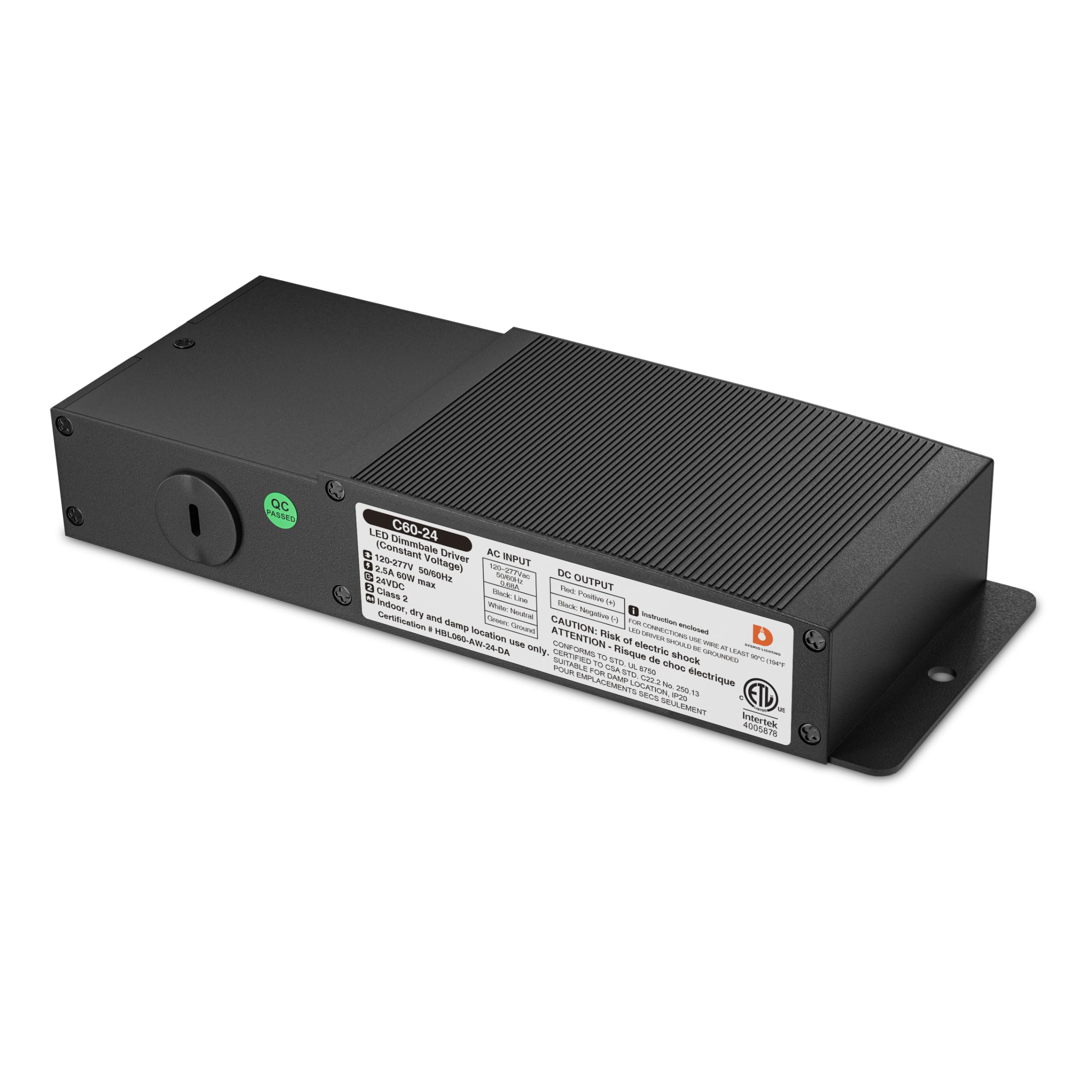 24V DC 60W LED Driver - Dimmable Power Supply for LED Strip Lights, Compatible with Lutron & Leviton Dimmers | Ultra Quiet Electronic Transformer | Perfect for Home, Office & Commercial Lighting Projects