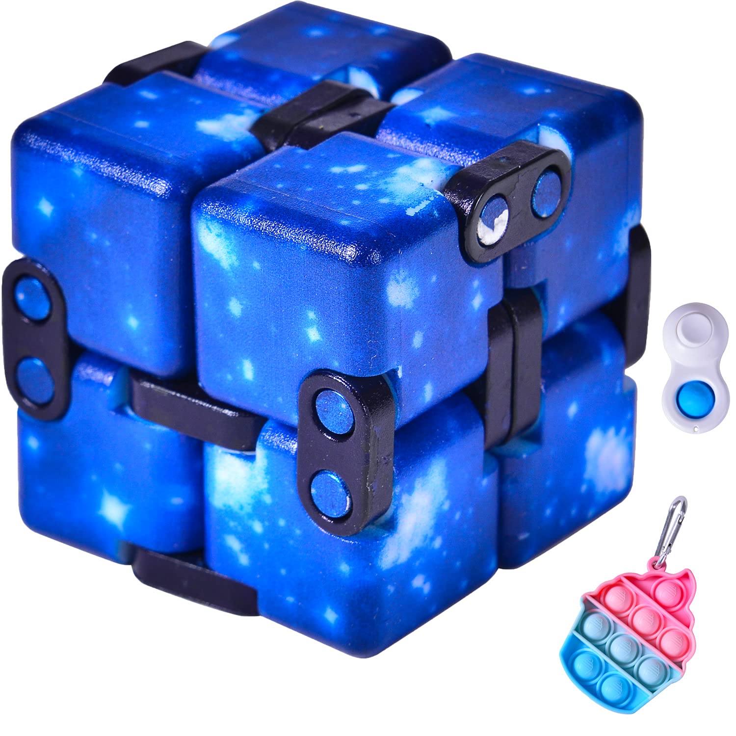 DUOPI Fidget Toys Infinity Cube - Stress Relief Sensory Toy for Adults & Kids, Mini Pop Fidget Keychain Blocks for Anxiety, ADHD, Focus - Perfect for Office, School, Travel and Relaxation
