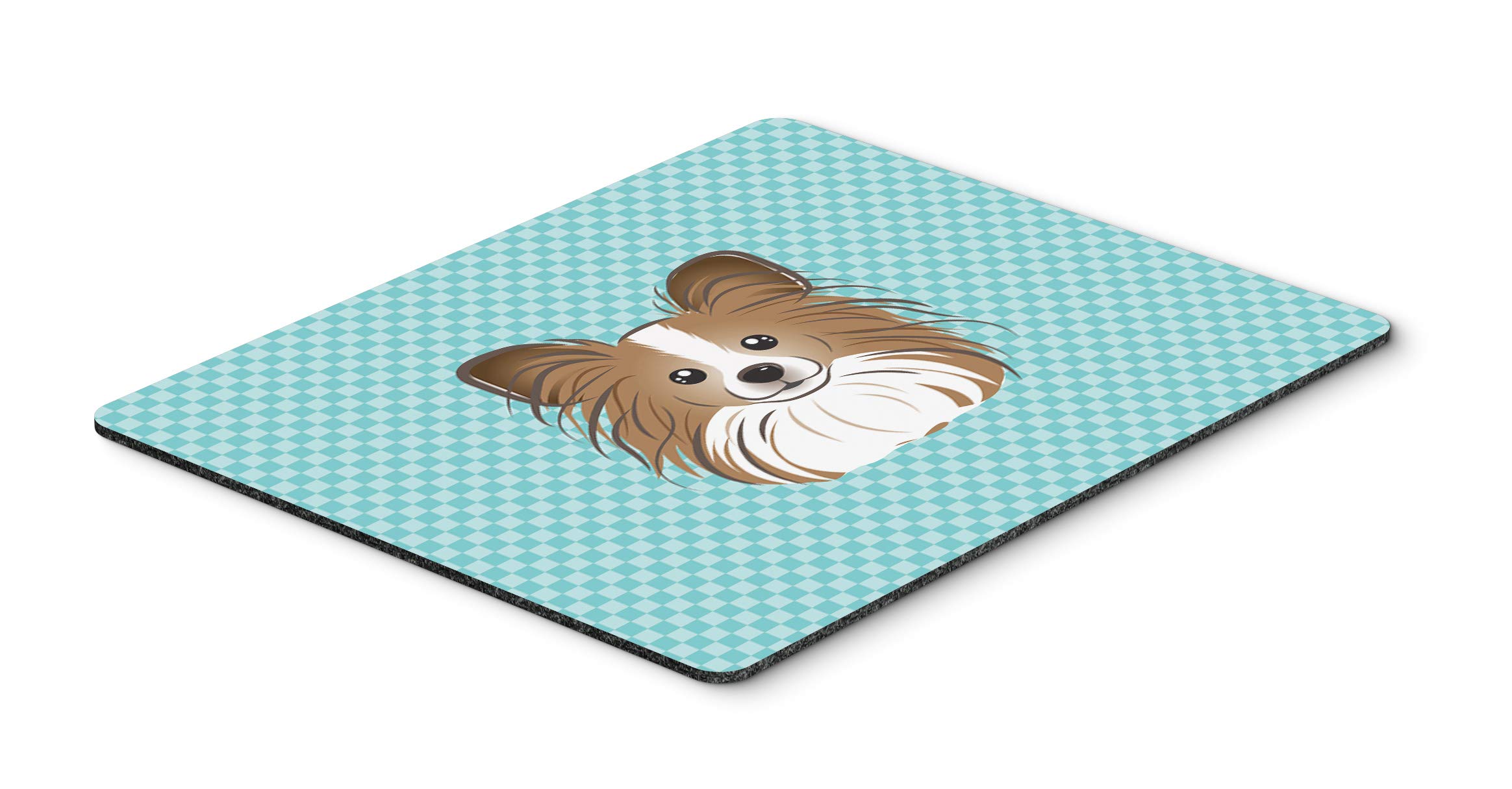 Caroline's Treasures BB1186MP Checkerboard Blue Papillon Mouse Pad - Non-Slip Large Mouse Mat for Home Office, Gaming & Computer Work | Washable Desk Mat & Hot Pad Trivet | Perfect for PC, Laptop & Workspace Organization
