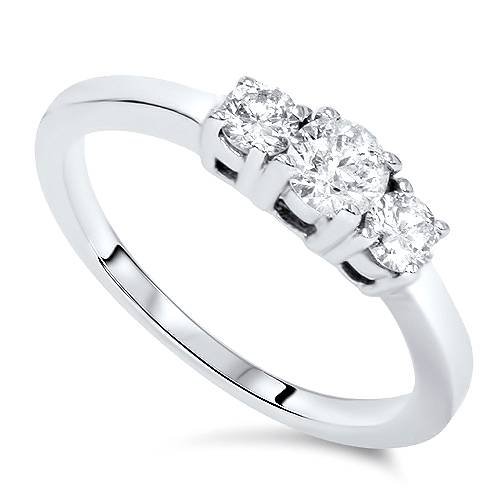 1/4 Carat White Gold Three Stone Diamond Engagement Ring for Women - Perfect for Proposals, Anniversaries & Weddings