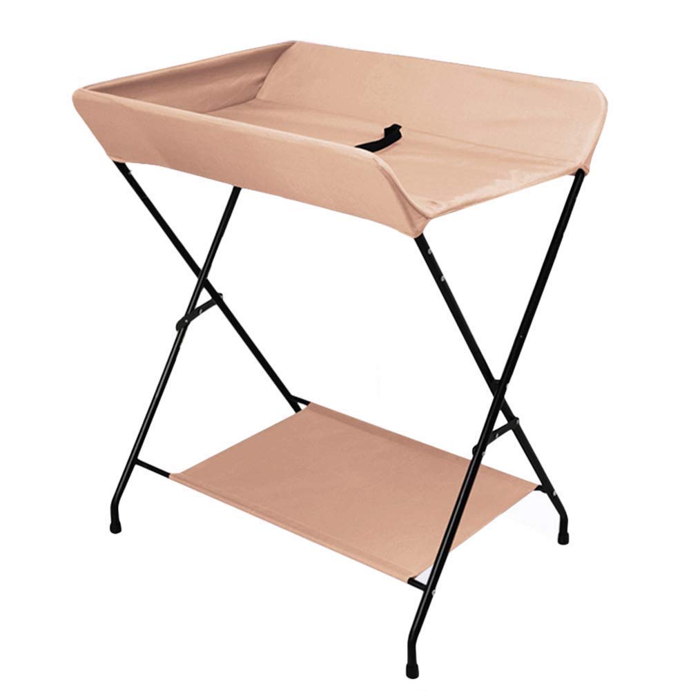 Portable Folding Changing Table for Infants & Toddlers 0-3 Years - Compact Diaper Changing Station with Storage Dresser (Khaki, Size A) - Perfect for Nursery, Daycare & Travel