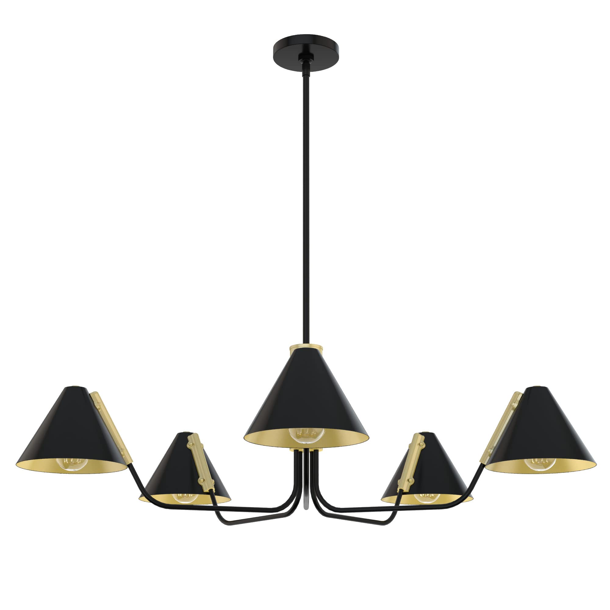 Hunter Fan Company 19195 Grove Isle 5-Light Matte Black Chandelier - Modern Ceiling Light Fixture for Dining Room, Bedroom, or Living Room Decor