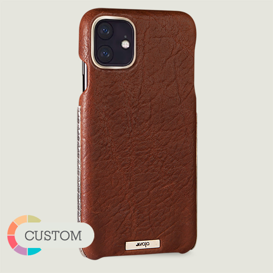 Customizable Silver Grip Leather Case for iPhone 11 - Premium Protective Cover with Secure Hold - Perfect for Work, Travel & Everyday Use