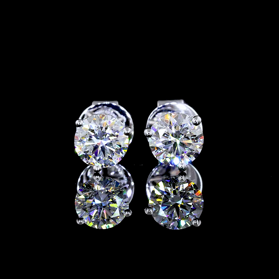 1.08 Carat Lab Grown Round D VVS2 Diamond 14K White Gold Martini Stud Earrings for Women - Perfect for Weddings, Anniversaries & Special Occasions