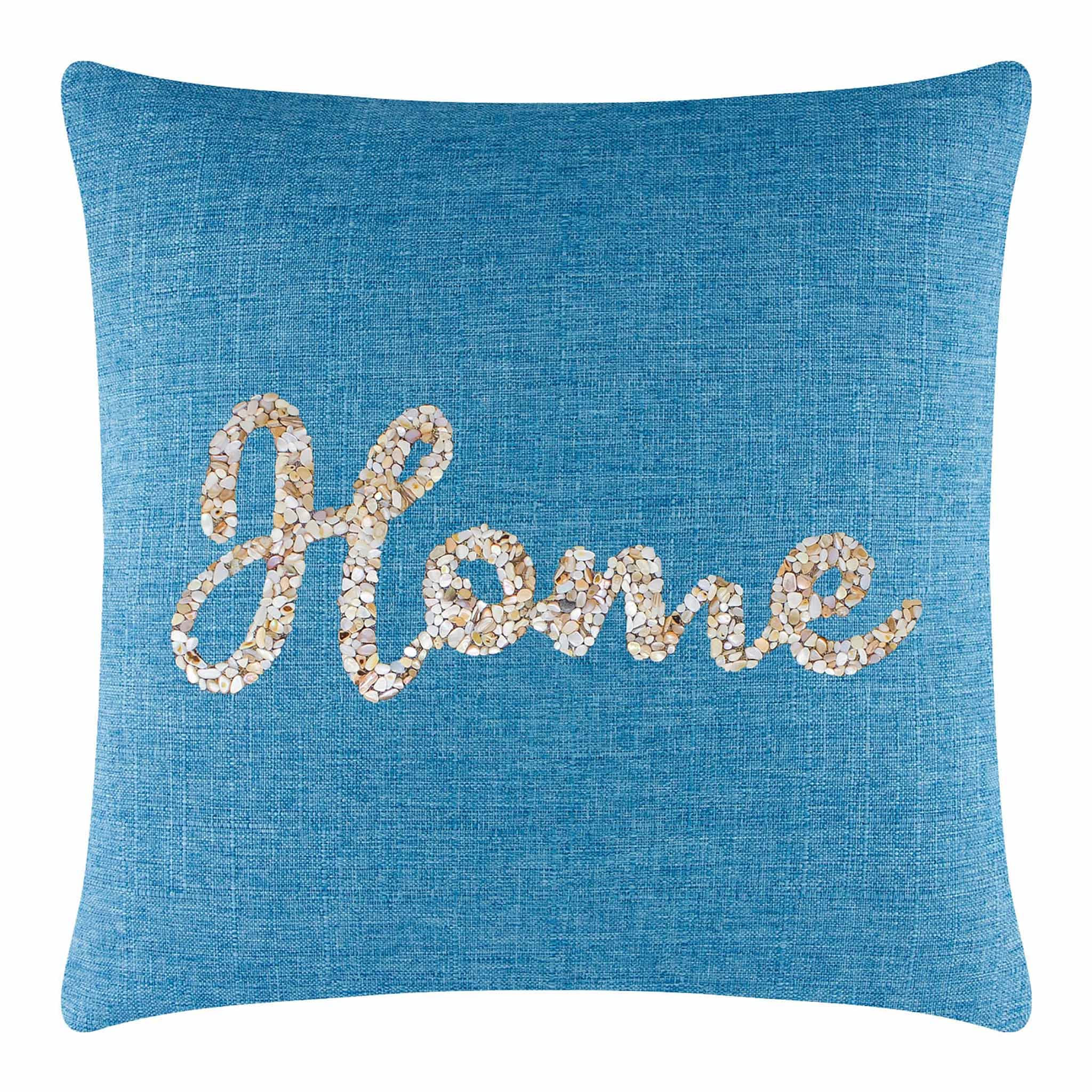 Nautical Shell Home Pillow with Washable Cover - 16x16 Aqua Blue Decorative Throw Pillow for Coastal & Beach House Decor - Perfect for Sofa, Bed, or Living Room Accent