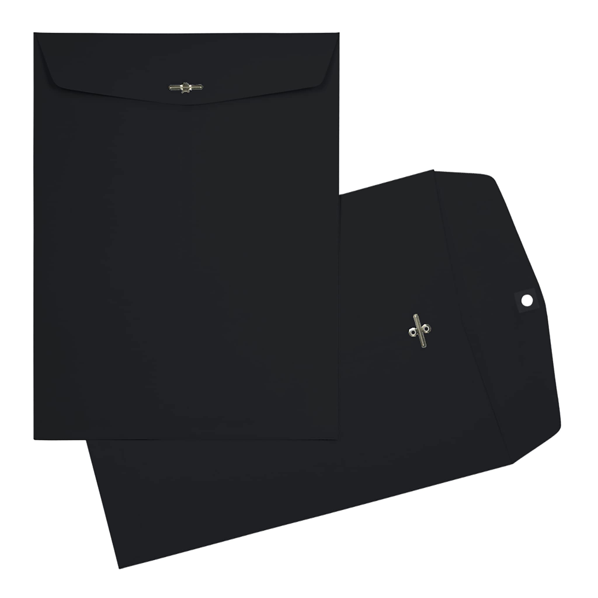 Premium LUXPaper 9 x 12 Open End Envelopes with Clasp - Midnight Black, 80lb Text Weight (Pack of 500) - Perfect for Business Mail, Wedding Invitations & Legal Documents