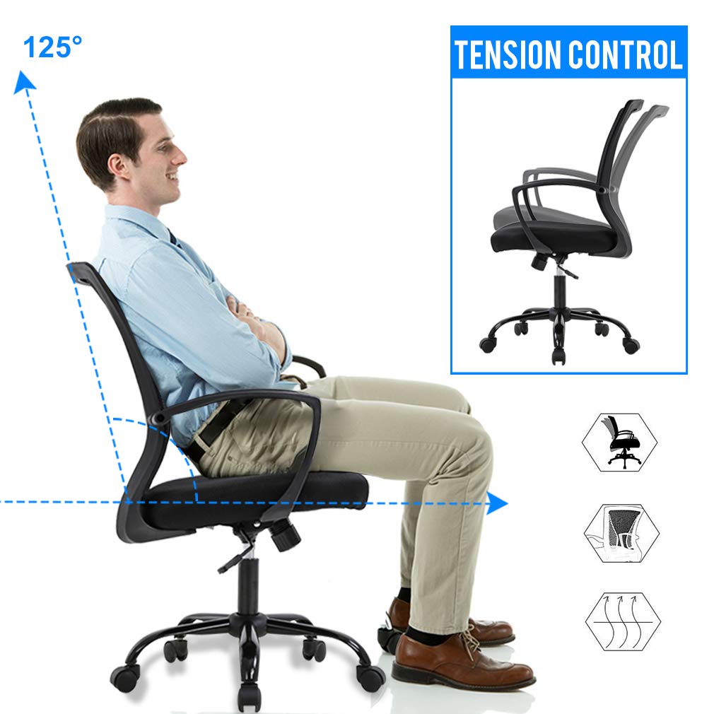 Ergonomic Mesh Office Chair with Lumbar Support & Armrests - Adjustable Swivel Task Chair for Adults - Perfect for Home & Office Workspaces