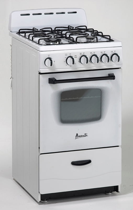 Avanti GR2011CW 20-Inch Gas Range - Compact Freestanding Stove with 4 Sealed Burners & Oven for Small Kitchens, Apartments & RVs - Perfect for Cooking, Baking & Meal Prep