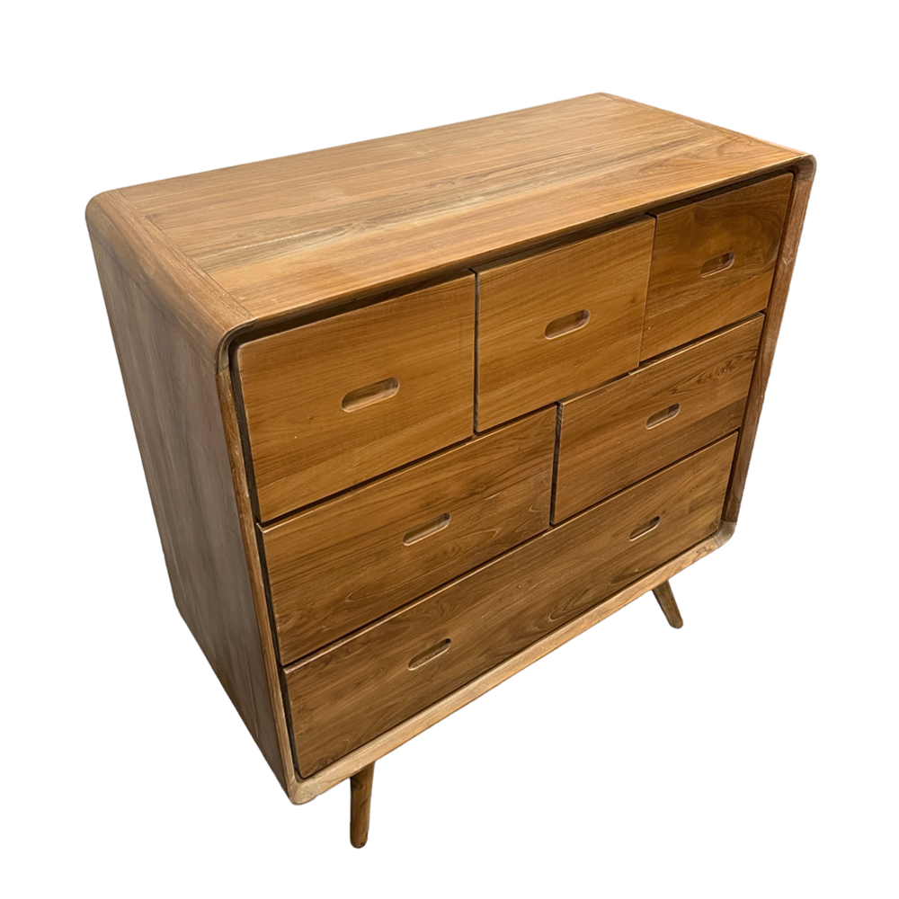 Reiko Teak Wood Dresser - Stylish and Durable Wooden Chest of Drawers for Bedroom Storage | Perfect for Organizing Clothes, Accessories & Home Decor
