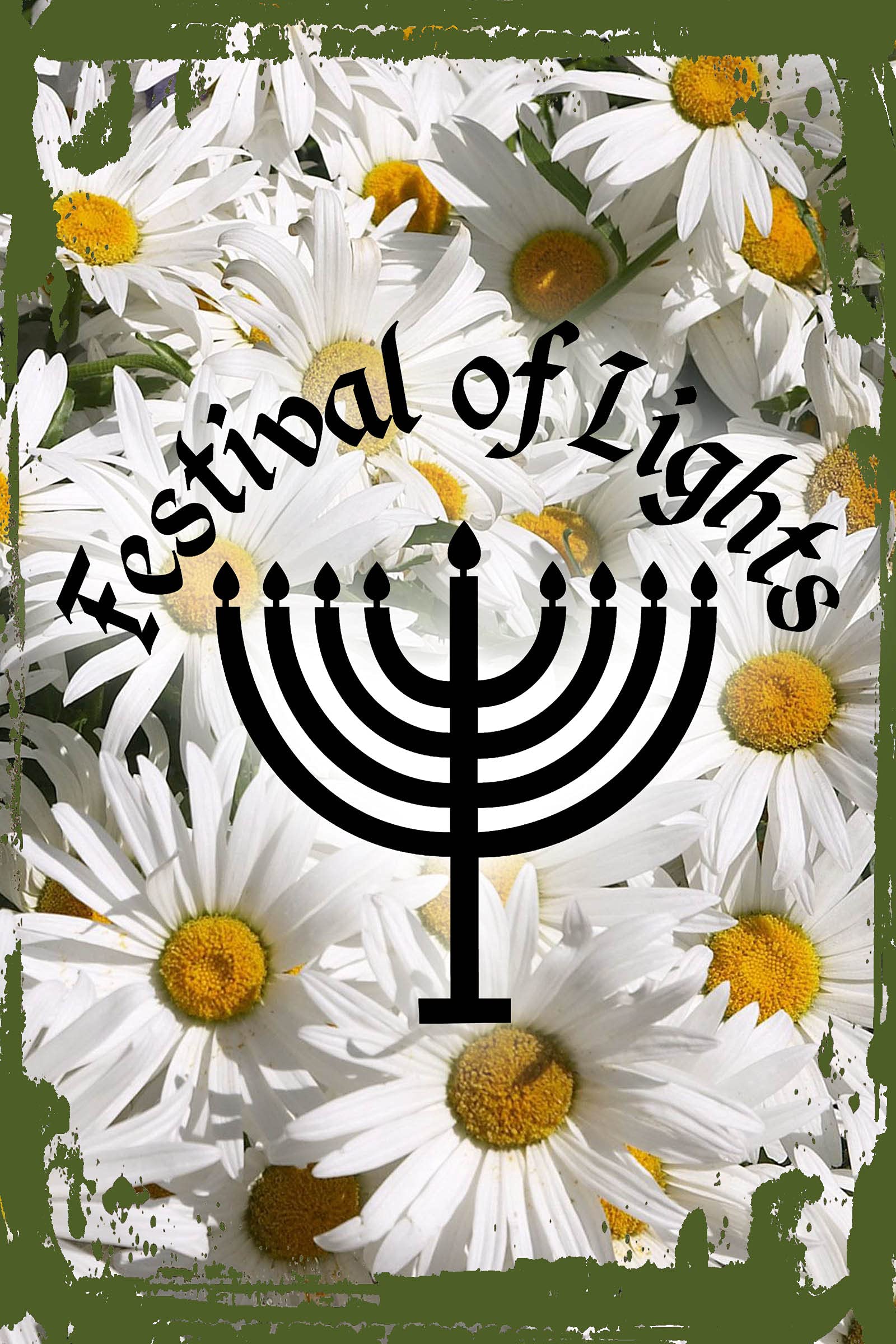 Hanukkah Menorah Wall Art - Daisy Flower Festival of Lights Jewish Decor - 8x12 Inch Religious Candle Hanging Sign - Funny Gift for Hanukkah & Jewish Holidays - Perfect for Home, Synagogue & Holiday Decorations