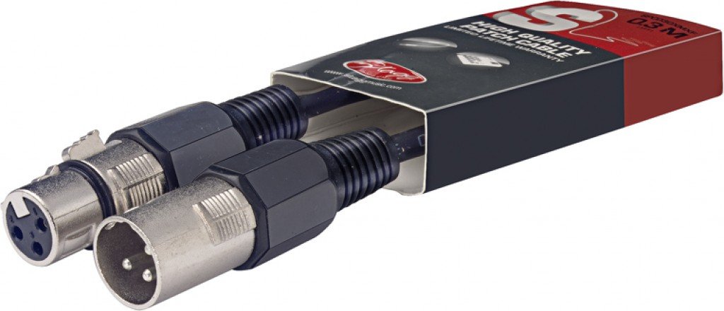 Stagg 1ft Professional XLR Male to Female Patch Cable - High-Quality Audio Cable for Studio Recording, Live Sound & DJ Equipment
