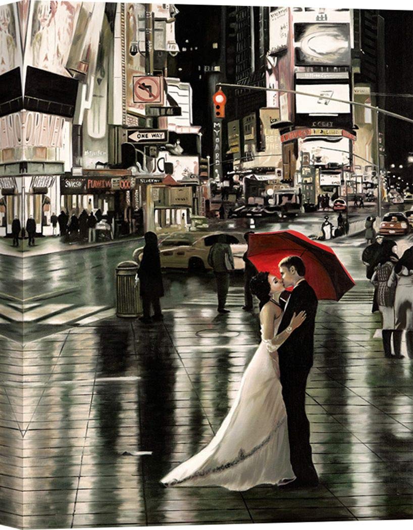 Pierre Benson Romance in New York Art Print - Premium Canvas Wall Decor - 100x70cm (39x27.5in) - Ready to Hang - Perfect for Living Room, Bedroom & Office Decor