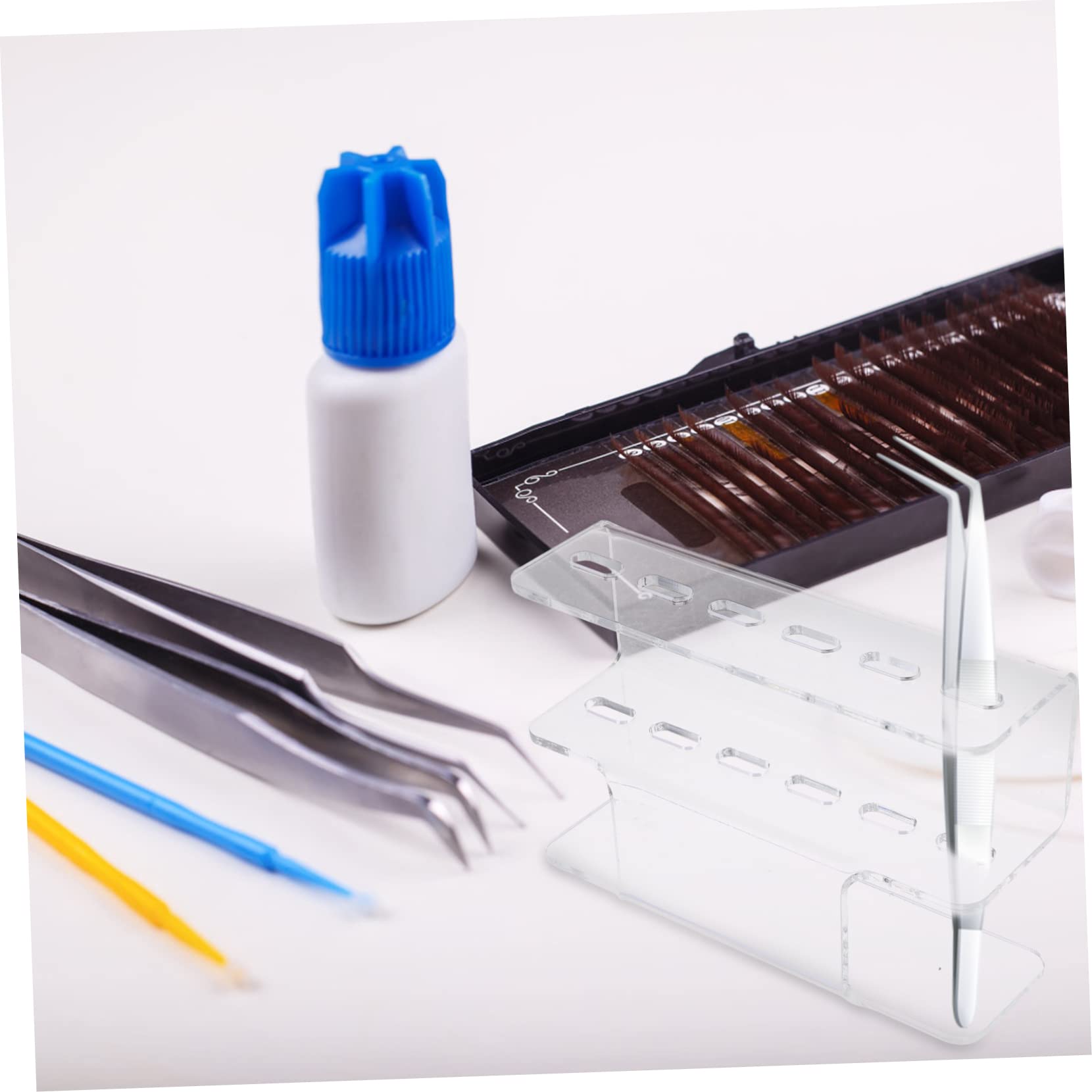 5-Piece Acrylic Lash Tweezer Stand & Storage Rack - Professional Eyelash Extension Tools Holder for Salon & Home Use - Perfect for Organizing Tweezers, Lash Supplies & Beauty Accessories