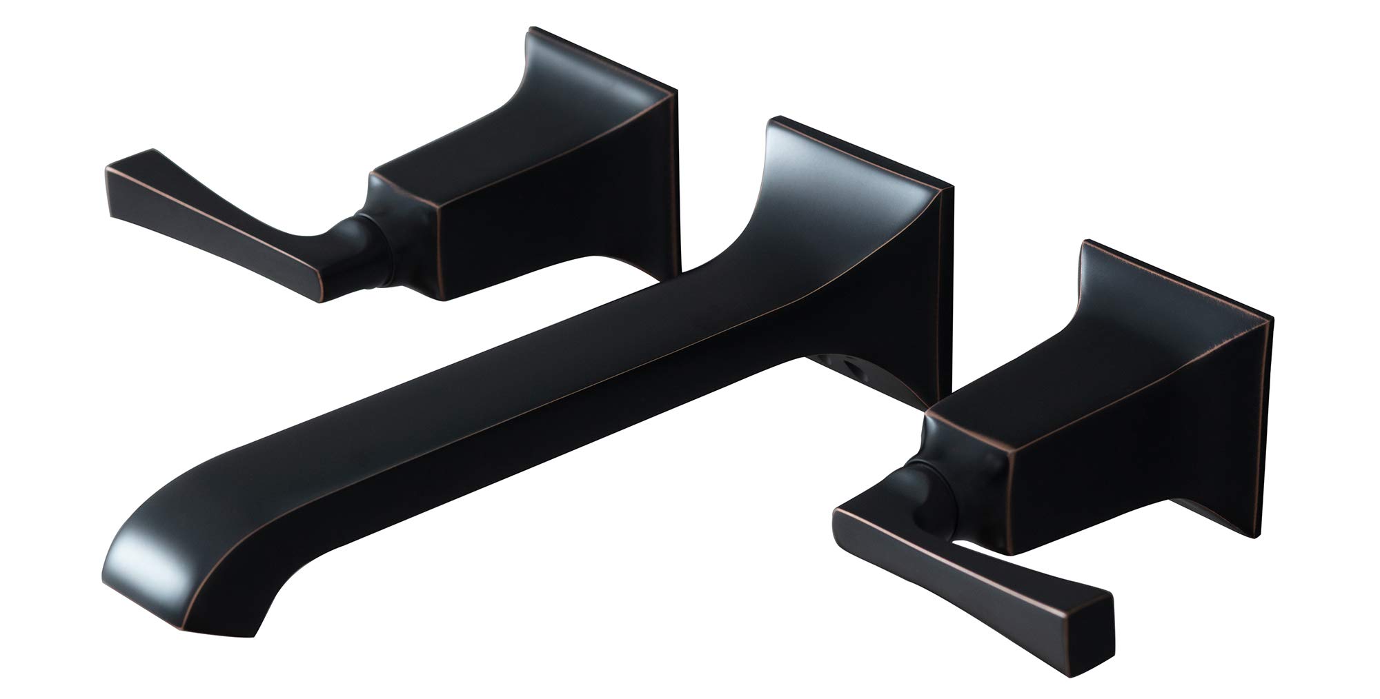 SITGES Heavy Duty Brass Wall Mount Bathroom Faucet with Metal Lever Handles - Oil Rubbed Bronze Finish - Includes Rough-in Valve | Perfect for Modern Bathrooms, Powder Rooms & Spa Retreats