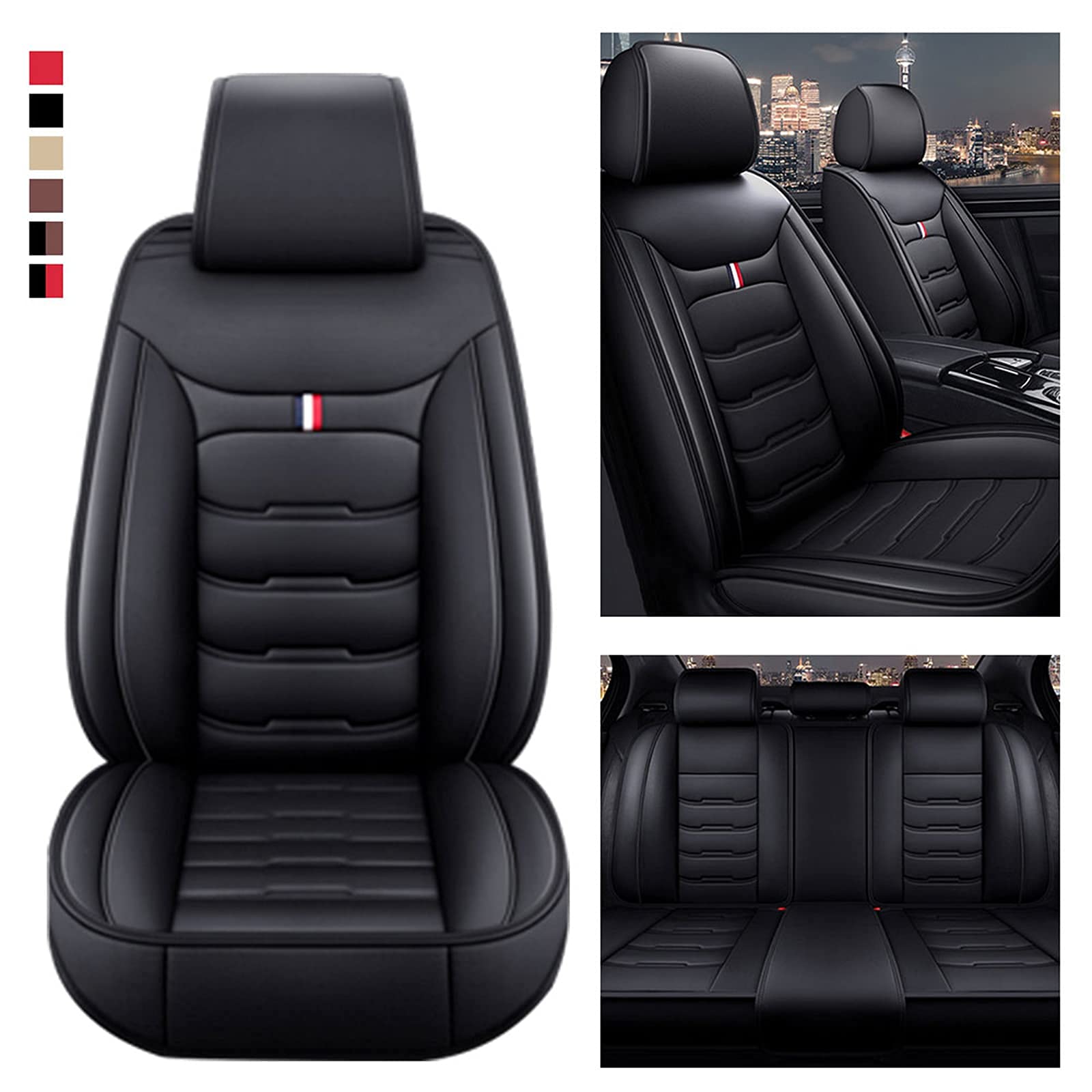 Premium Waterproof Leather Car Seat Covers Full Set for Porsche Cayenne 2003-2021 - Front & Rear Seat Protectors (Black) | Luxury Protection & Comfort for Daily Commute & Road Trips