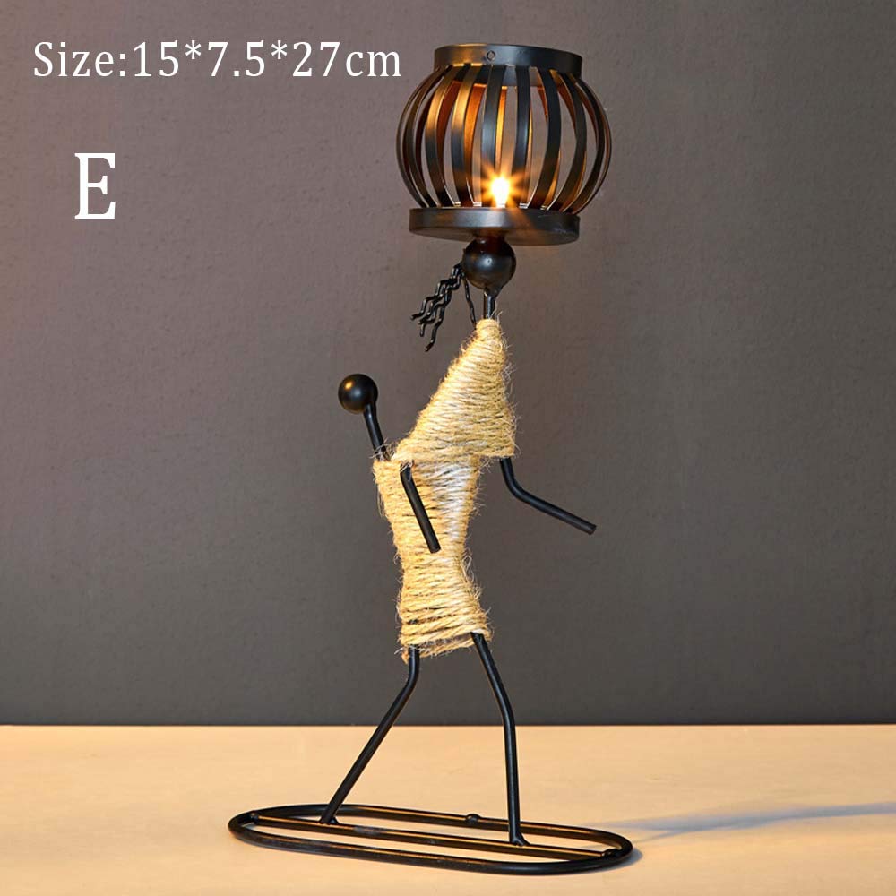 Nordic Metal Candlestick Holder - Abstract Character Sculpture Candle Stand for Home Decor, Wedding Centerpiece, and Romantic Dinner Ambiance (1PC)