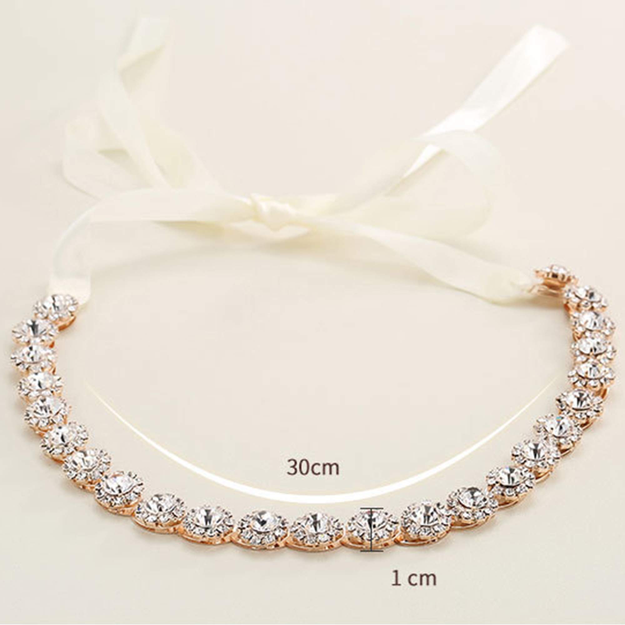 Elegant Rose Gold Bridal Headpiece with Crystals & Ribbons - Women's Wedding Hair Jewelry for Brides, Bridesmaids & Special Occasions