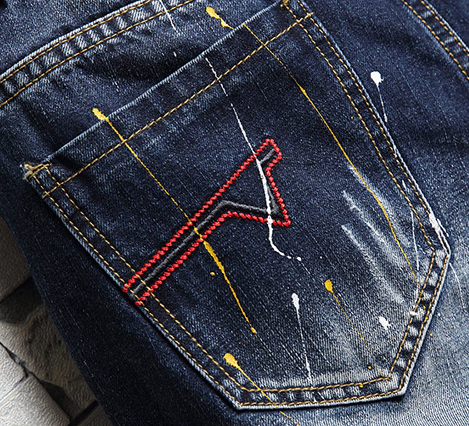Men's Slim Fit Stretch Denim Shorts - Casual Straight Leg Ripped Jeans with Distressed Holes (Dark Blue, Size 38) | Perfect for Summer Outings, Beach Trips & Streetwear Fashion