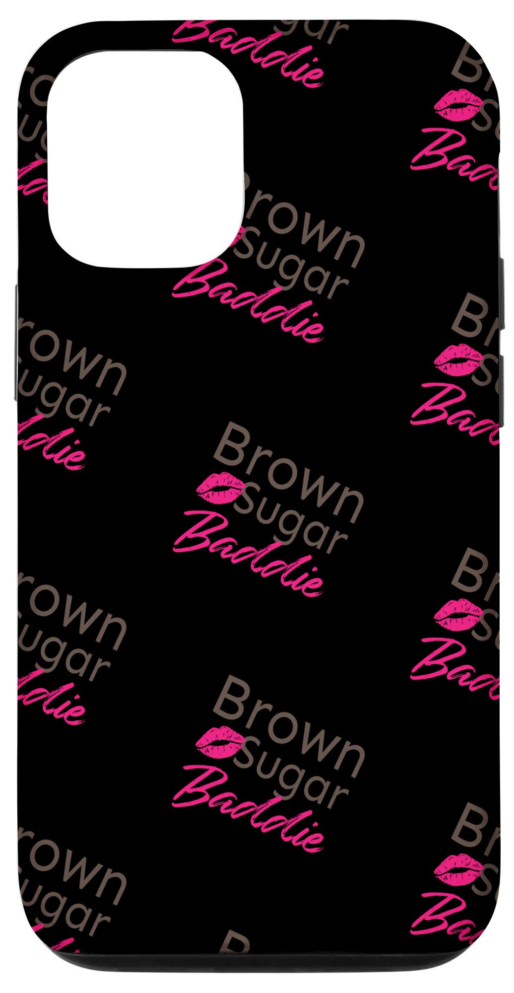 iPhone 12/12 Pro Case - Stylish Brown Sugar Baddie Design with Juicy Lips Print for Women | Trendy Protective Phone Cover for Daily Use, Work & Social Media