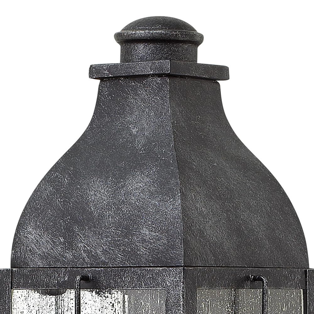 Hinkley Bingham Medium Wall Mount Outdoor Lantern - Aluminum Gas Light Style with Clear Seedy Glass in Greystone Finish - Perfect for Porch, Patio, and Garden Lighting