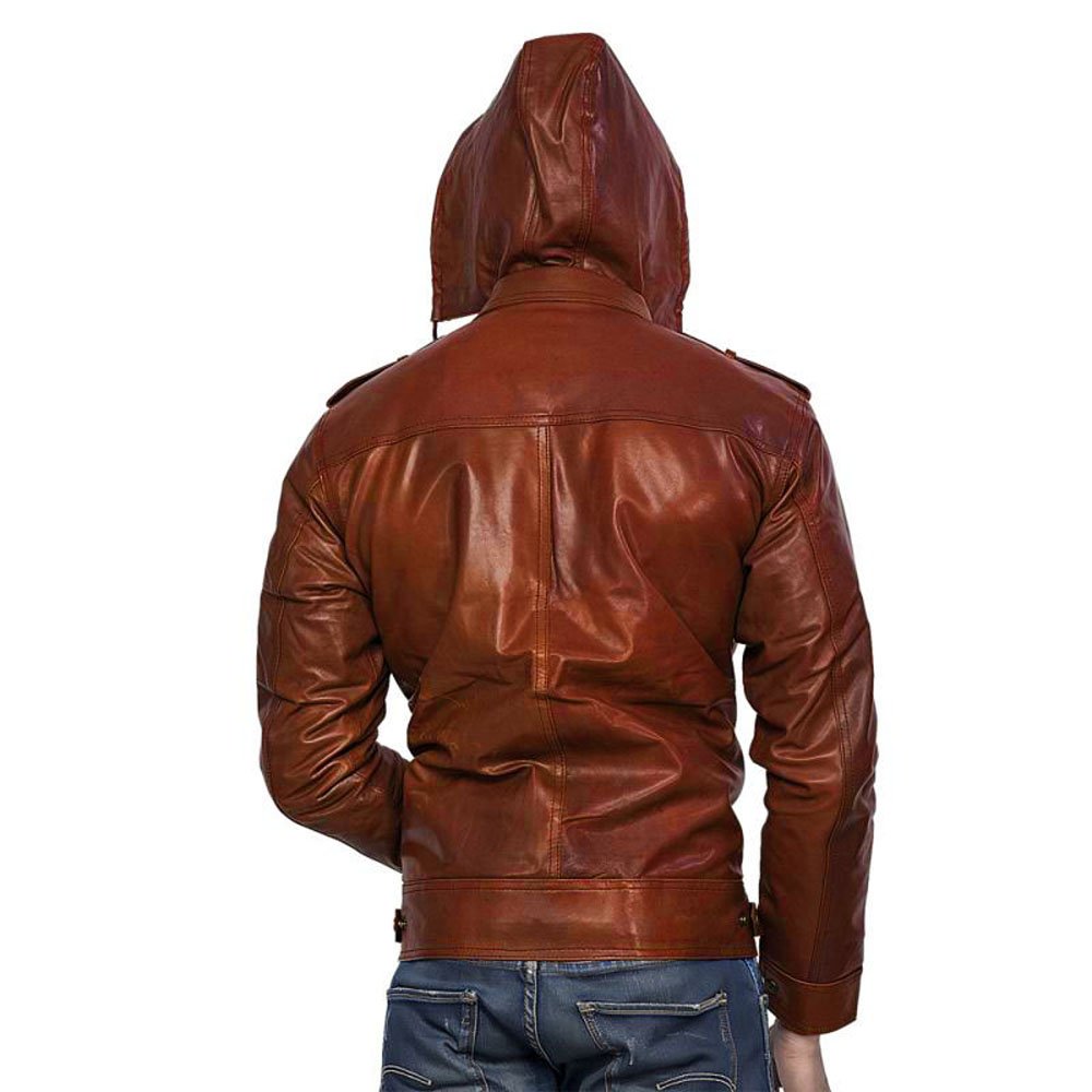 Men's Black Lambskin Genuine Leather Motorcycle Jacket with Non-Removable Hood - Premium Biker Jacket for Riding & Casual Wear - Ideal for Motorcycle Enthusiasts & Fashion Streetwear