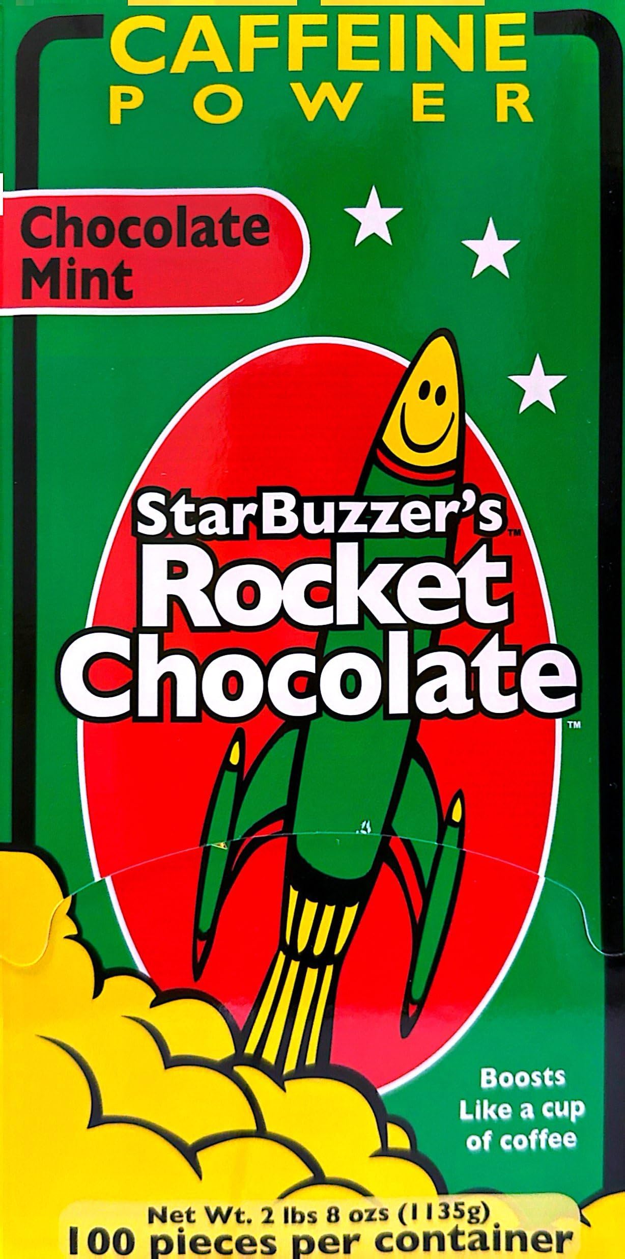 Rocket Chocolate Milk Chocolate Mint Flavored Caffeinated Chocolate Truffles 100 Count - Energy Boosting Snacks for Workouts, Office & Late Night Study Sessions