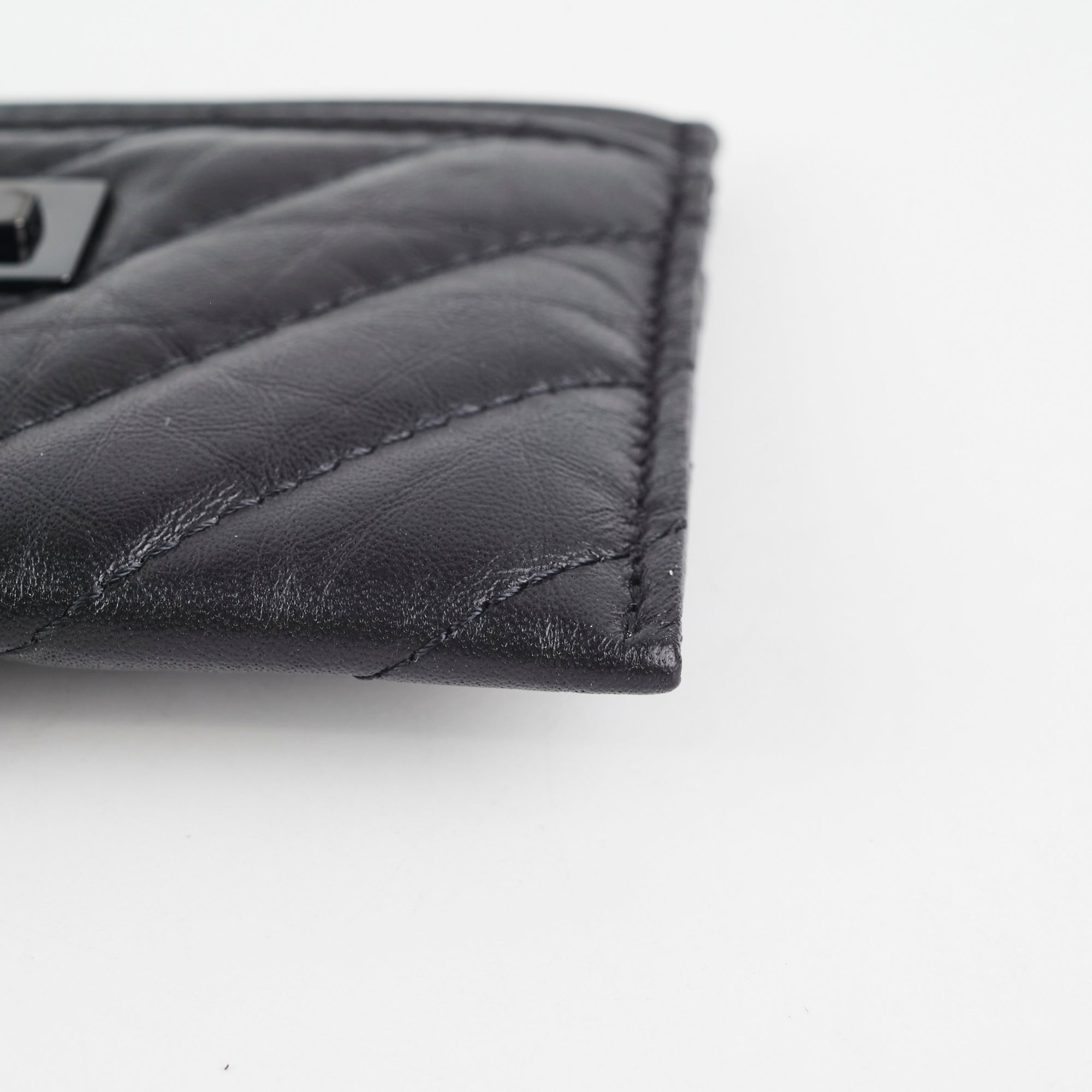 Chanel Reissue 2.55 Black Leather Card Holder Wallet for Women - Perfect for Everyday Use, Travel & Gift Giving